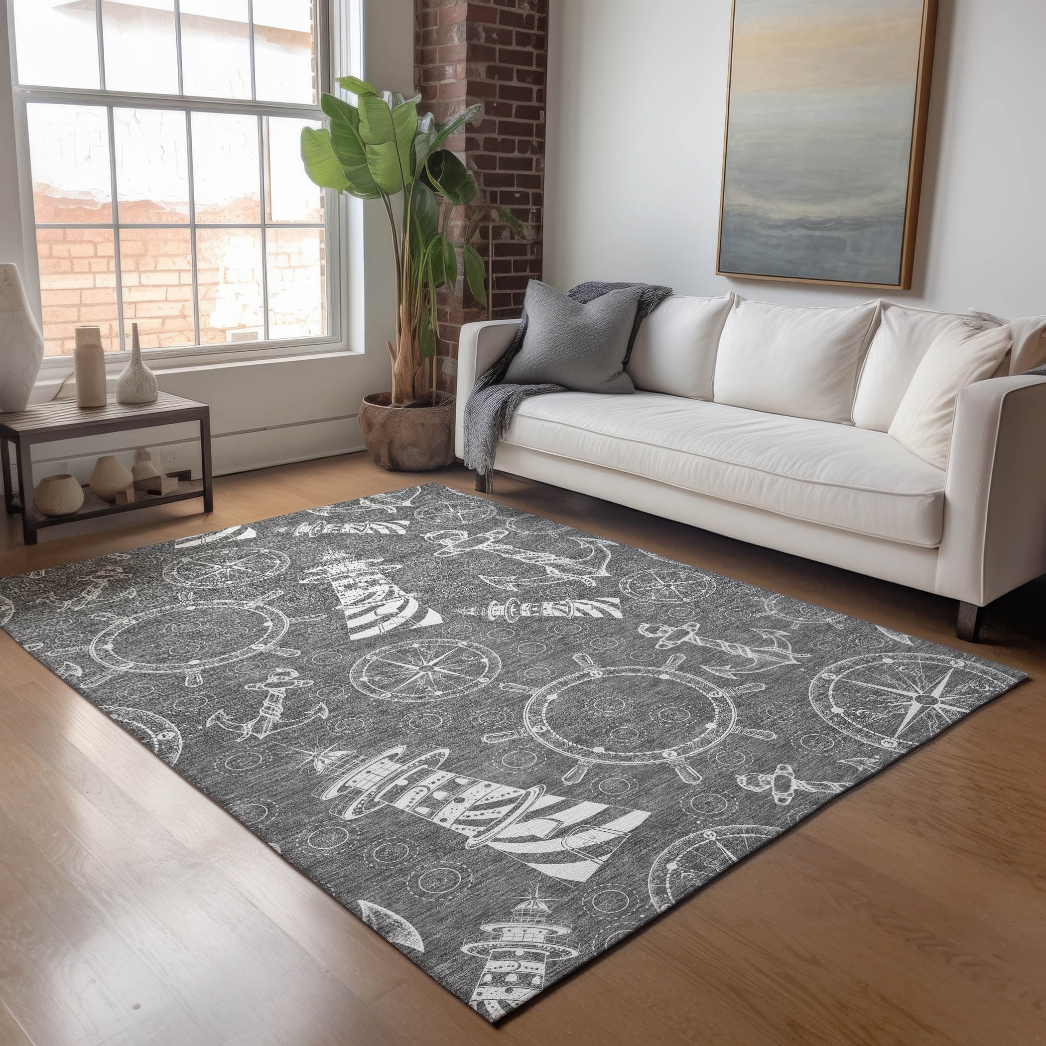 Addison Rugs AMF154GY9X12 Mayfield AMF154GY 9 x 12 (ft) Loomed Polyester Gray Rectangular Indoor Geometric Machine washable Area rug