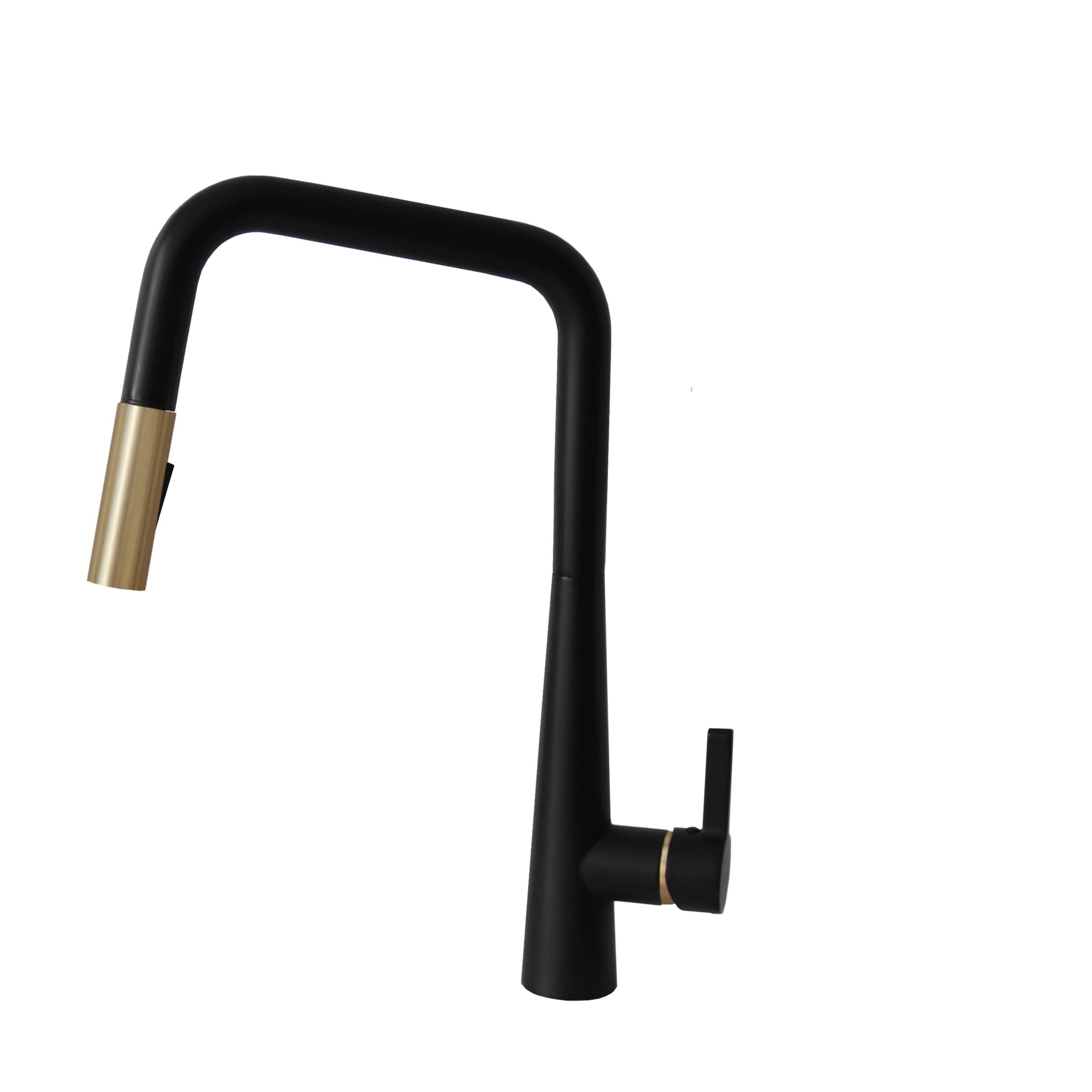 Stylish K-143NG Turin Matte Black-Gold Single Handle Deck-mount Kitchen Faucet with Sprayer