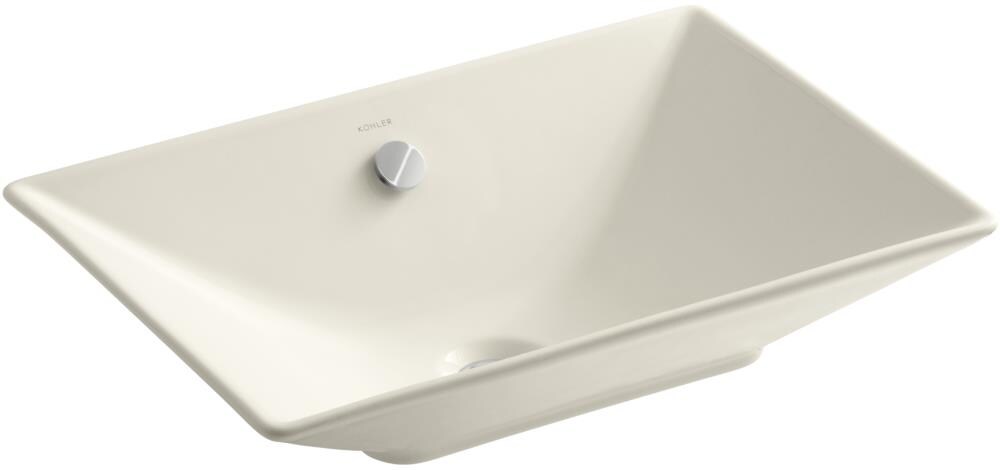 KOHLER 4819-47 Reve Almond Cast Iron Drop-In Rectangular Bathroom Sink (21.625-in x 14.75-in)