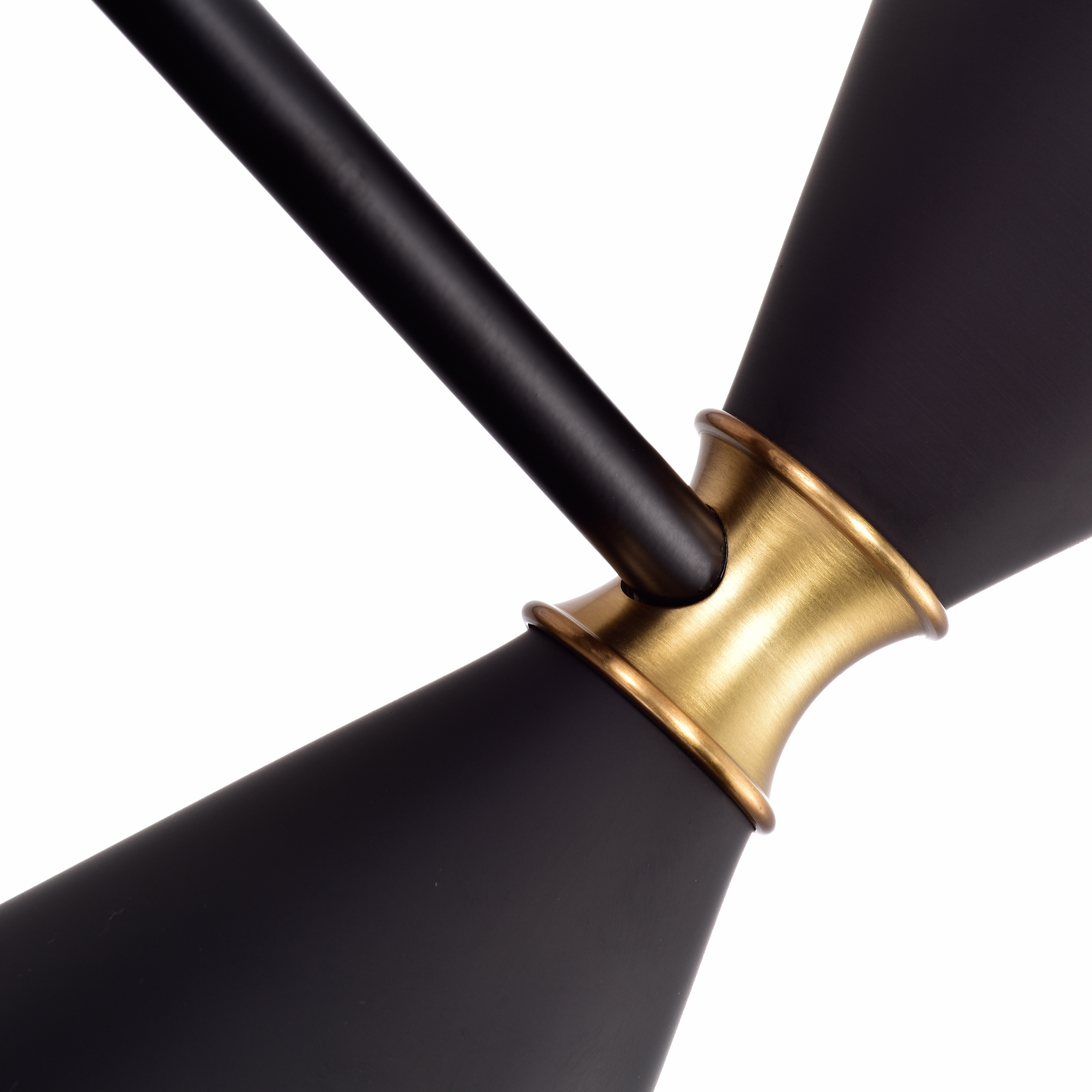 Modern Hourglass 3-Light Island Pendant in Black with Brass Accents