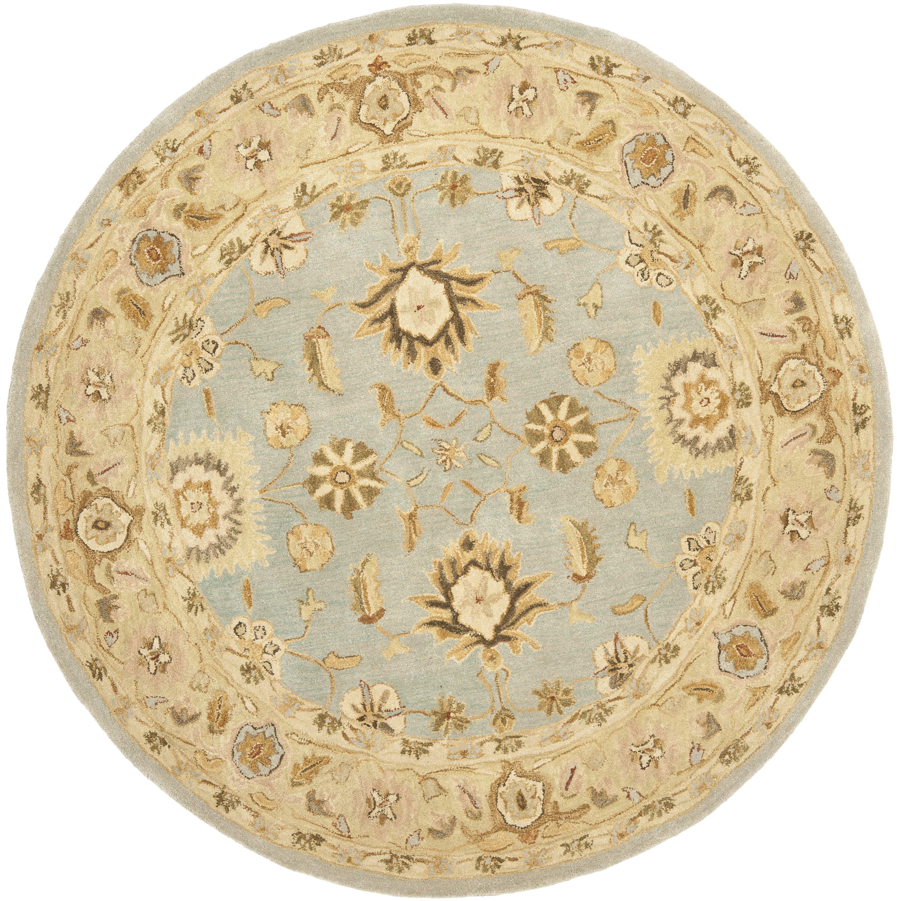 Gray Handmade Tufted Wool Reversible Round Rug, 8' Diameter