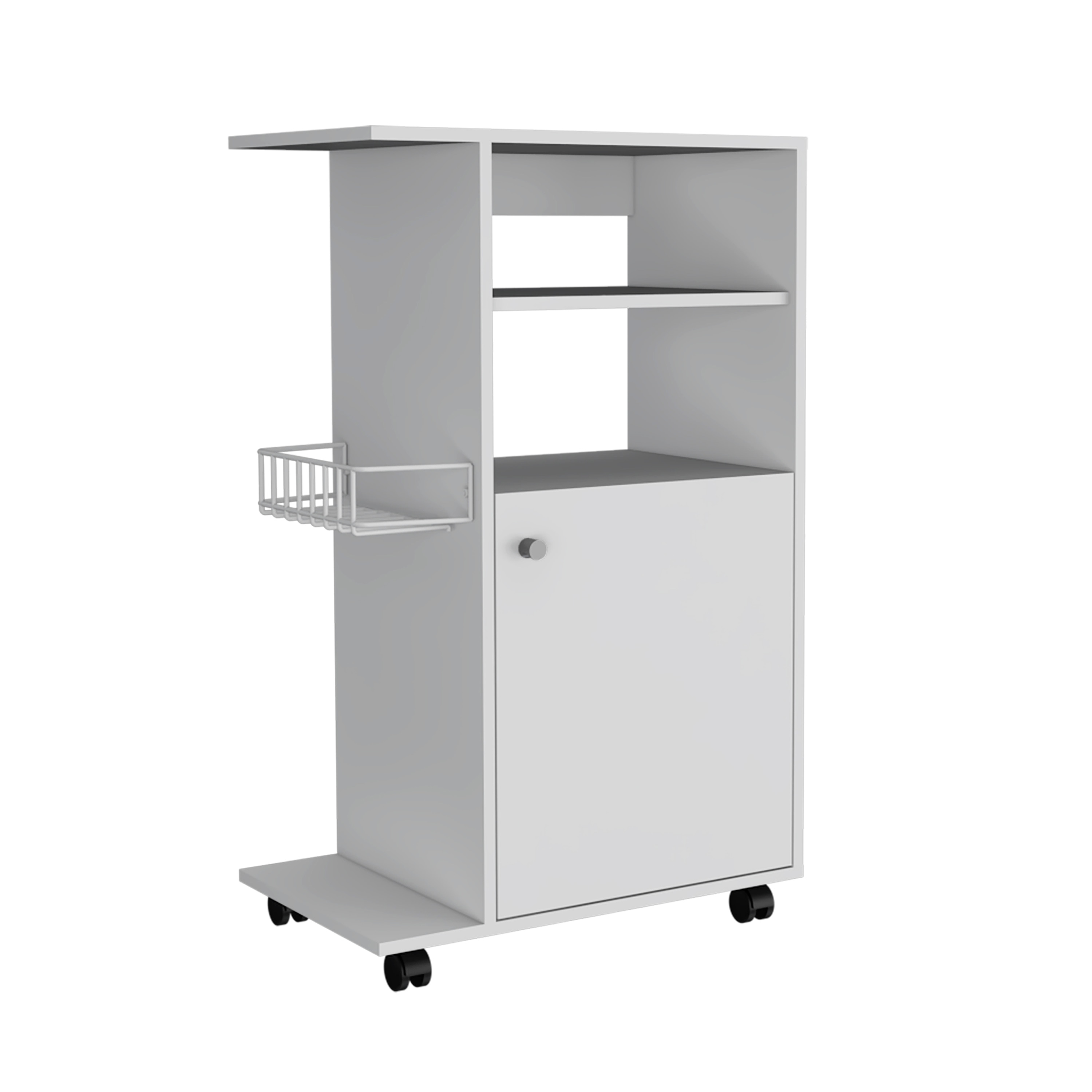 Dimakai DK-RM-92061 White Composite Base with Particleboard Laminate Top Rolling Microwave Cart ( 14.96-in x 23.6-in x 38.59-in )
