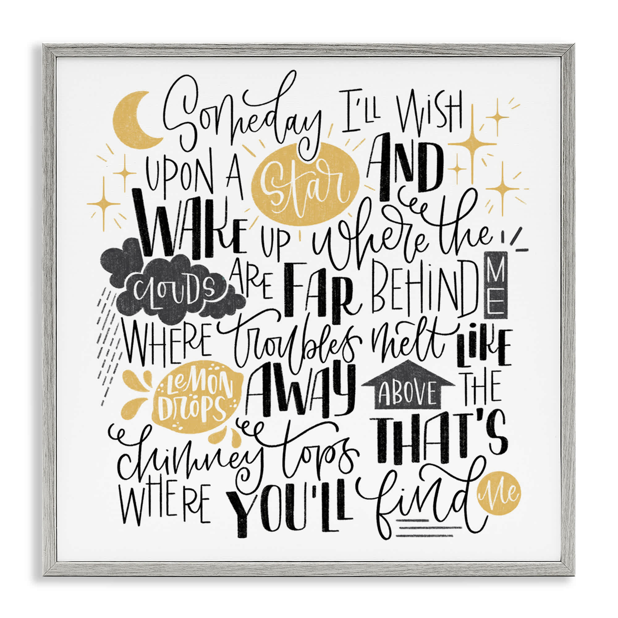 Stupell Industries BT-429-GFF-24X24 Over The Rainbow Poem Framed Giclee design by Sarah Hickman
