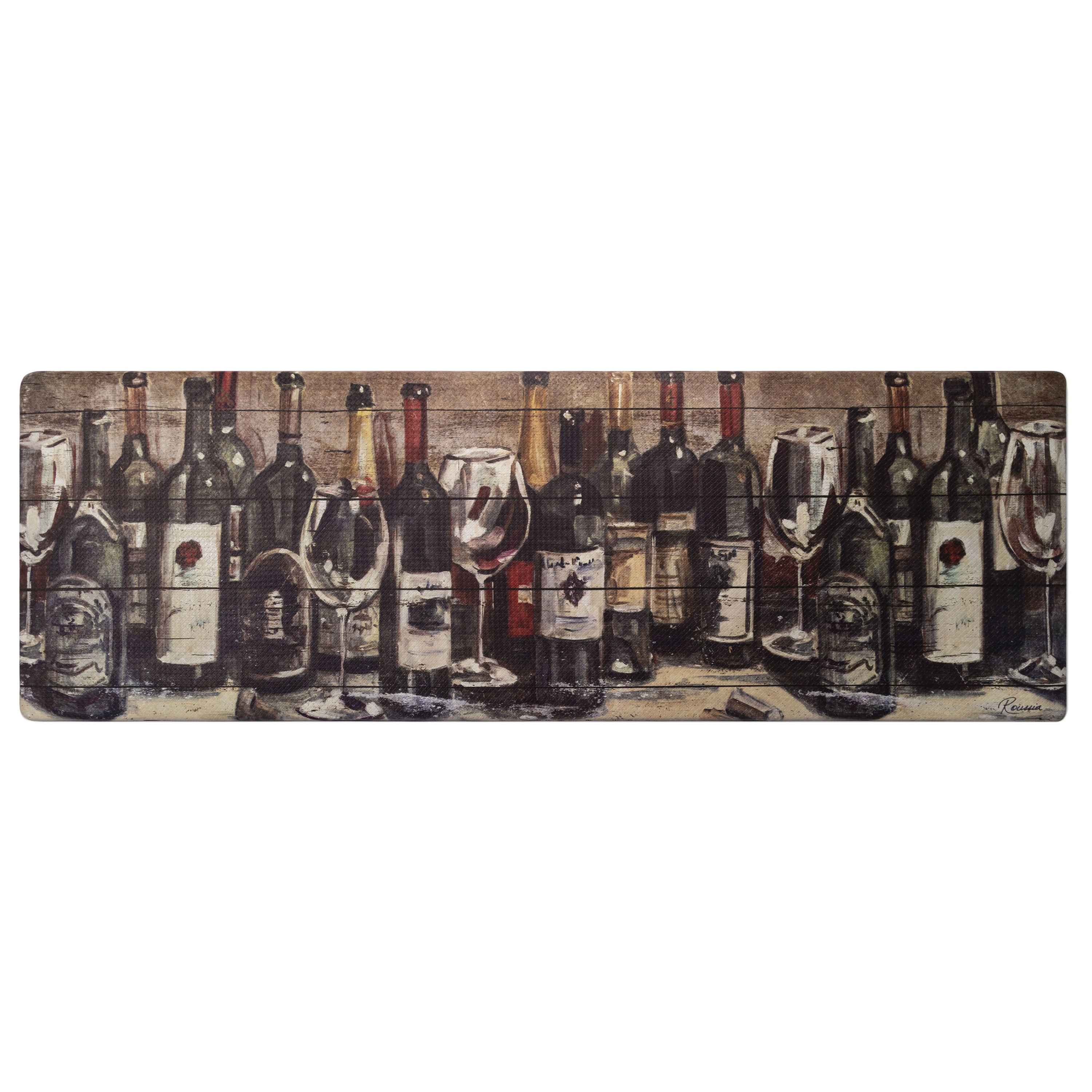 Brown and Red Wine Collection Anti-Fatigue Kitchen Mat