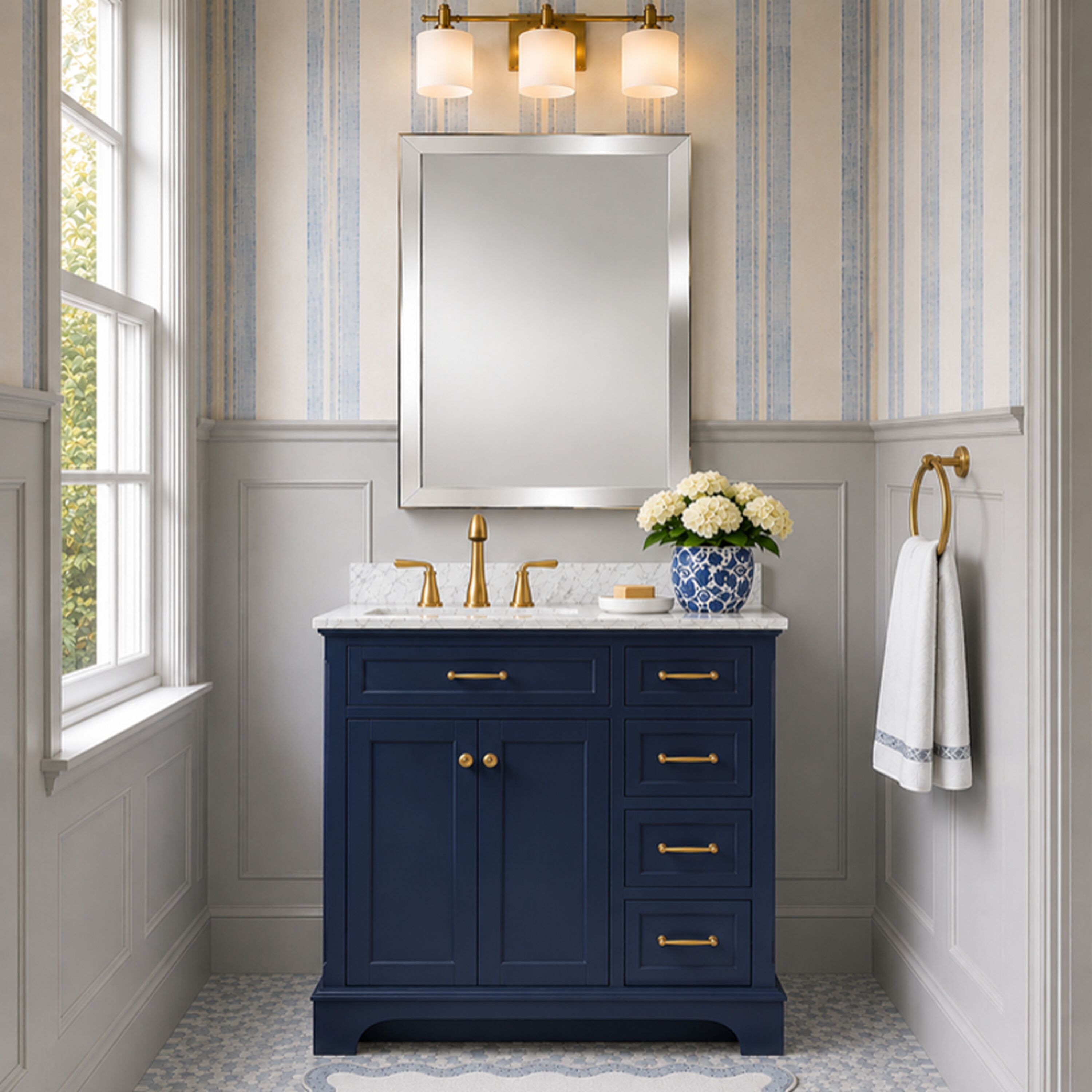 allen + roth Roveland Navy Blue Complete Bathroom Vanity Collection