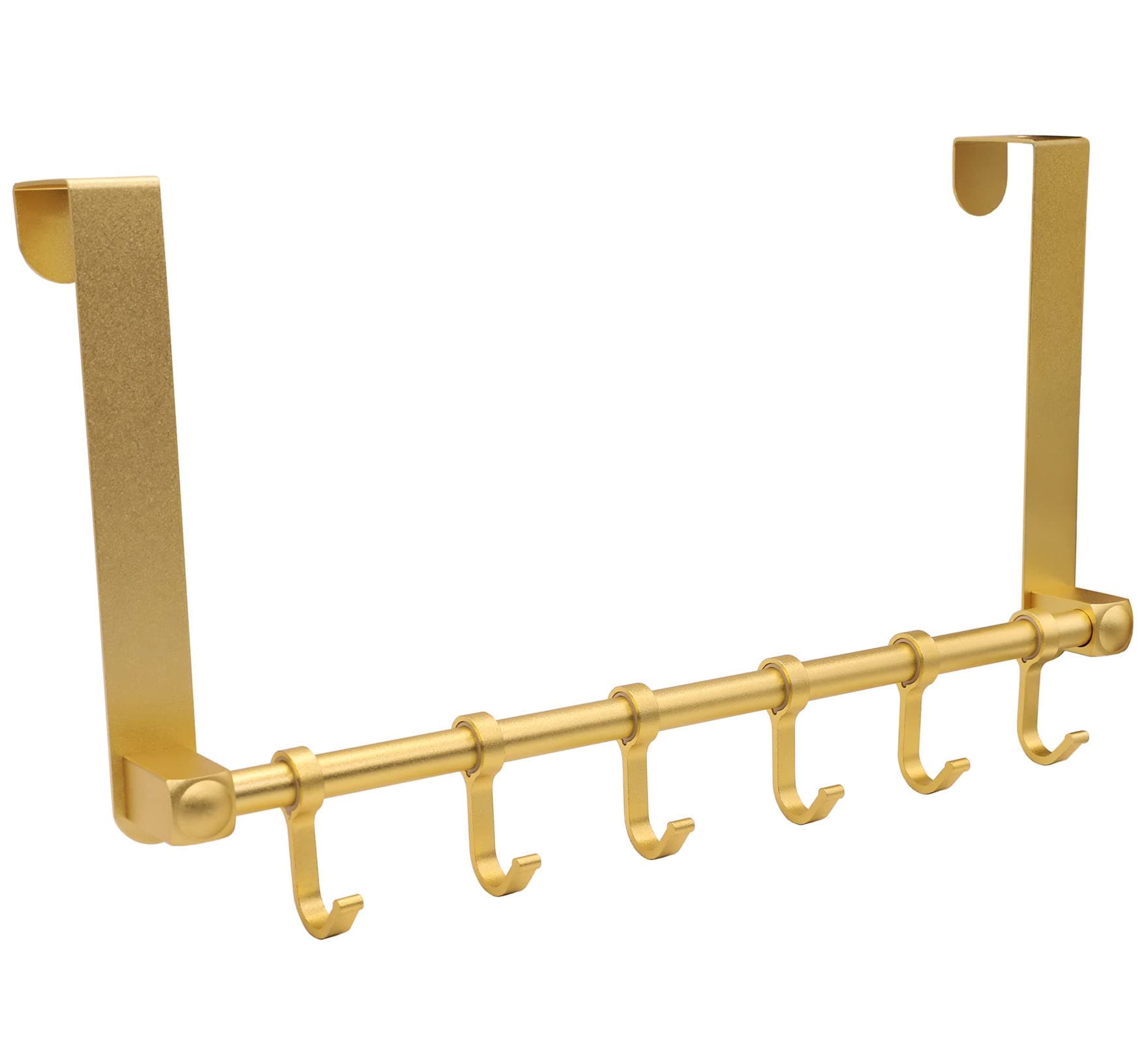 AOIZGMY  Over The Door Hooks Heavy Duty Aluminum Door Hanger with Adjustable Six Hooks for Hanging Towels Robes Hats Bags and Coats