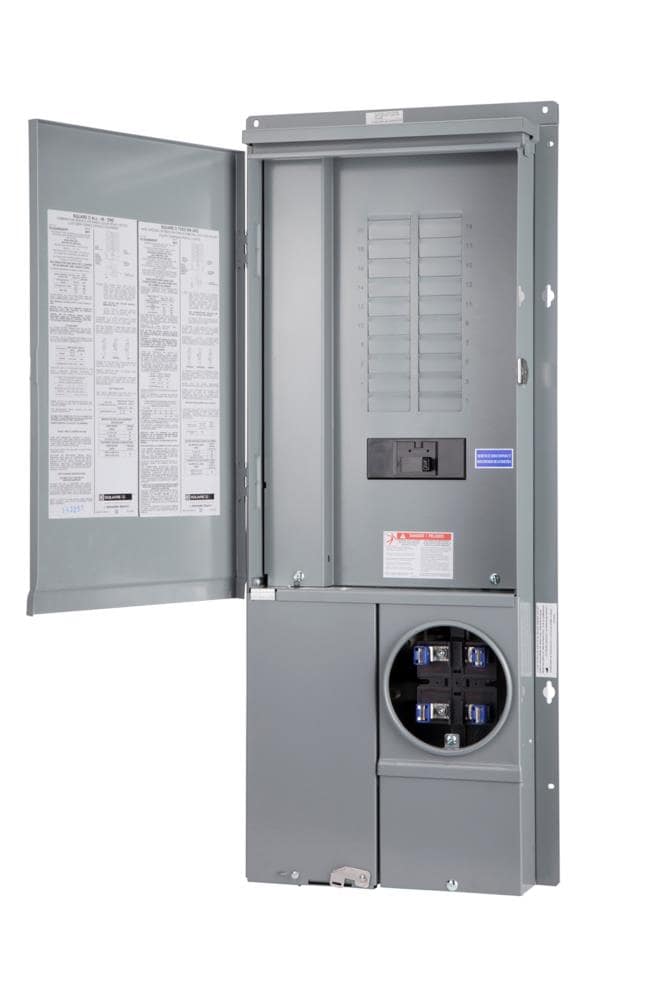 Square D SC2040M125PF 125-Amp 20-Spaces 40-Circuit Outdoor Main Breaker Meter Combo Plug-on Neutral Load Center