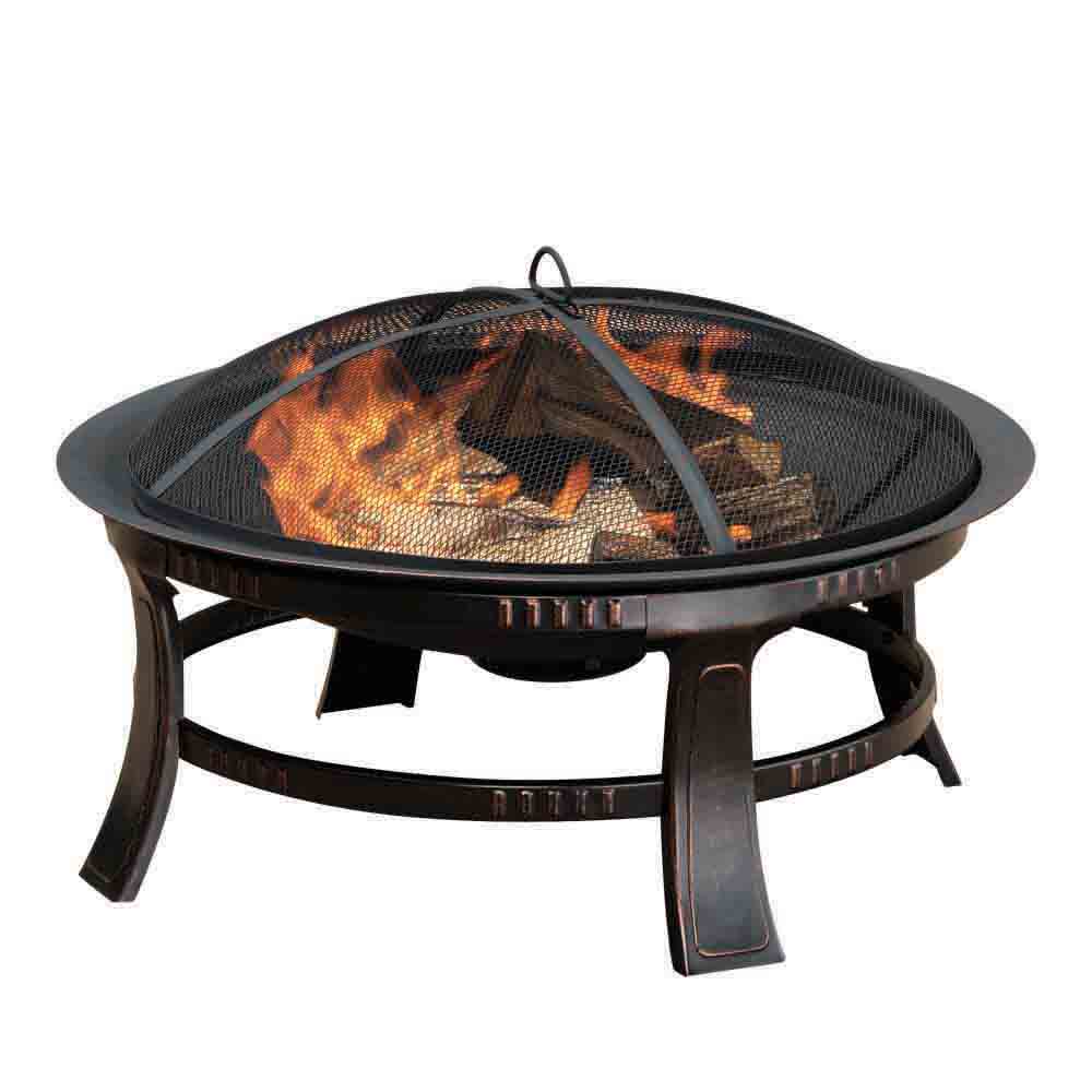 Pleasant Hearth 30 In W Rubbed Bronze Steel Wood Burning Fire Pit In The Wood Burning Fire Pits Department At Lowes Com