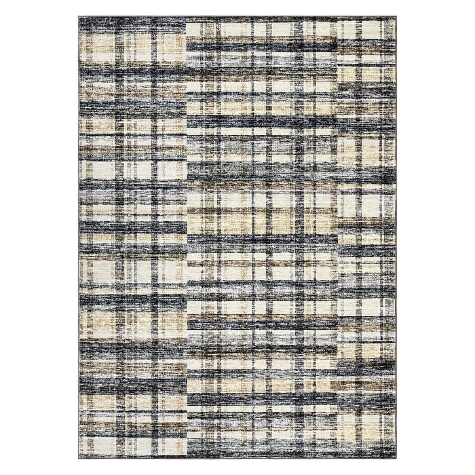 WhizMax SUNNY-PHK-33T8PJKY 8 x 10 ft Polyester Blue Beige Rectangular Living Room Bedroom Dining Room Geometric Checkered Modern Machine Washable Area Rug