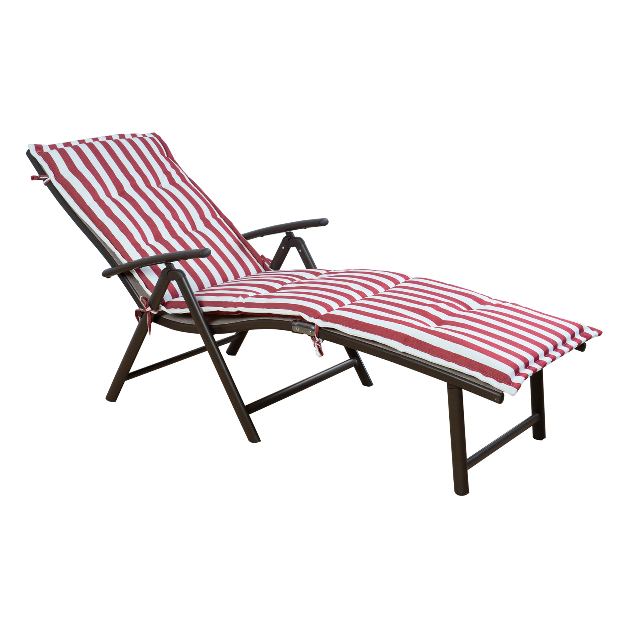 Kozyard KZLC2BEIR Cozy Folding Chair Stackable Brown Metal Frame Stationary Chaise Lounge Chair with Brown Mesh Seat