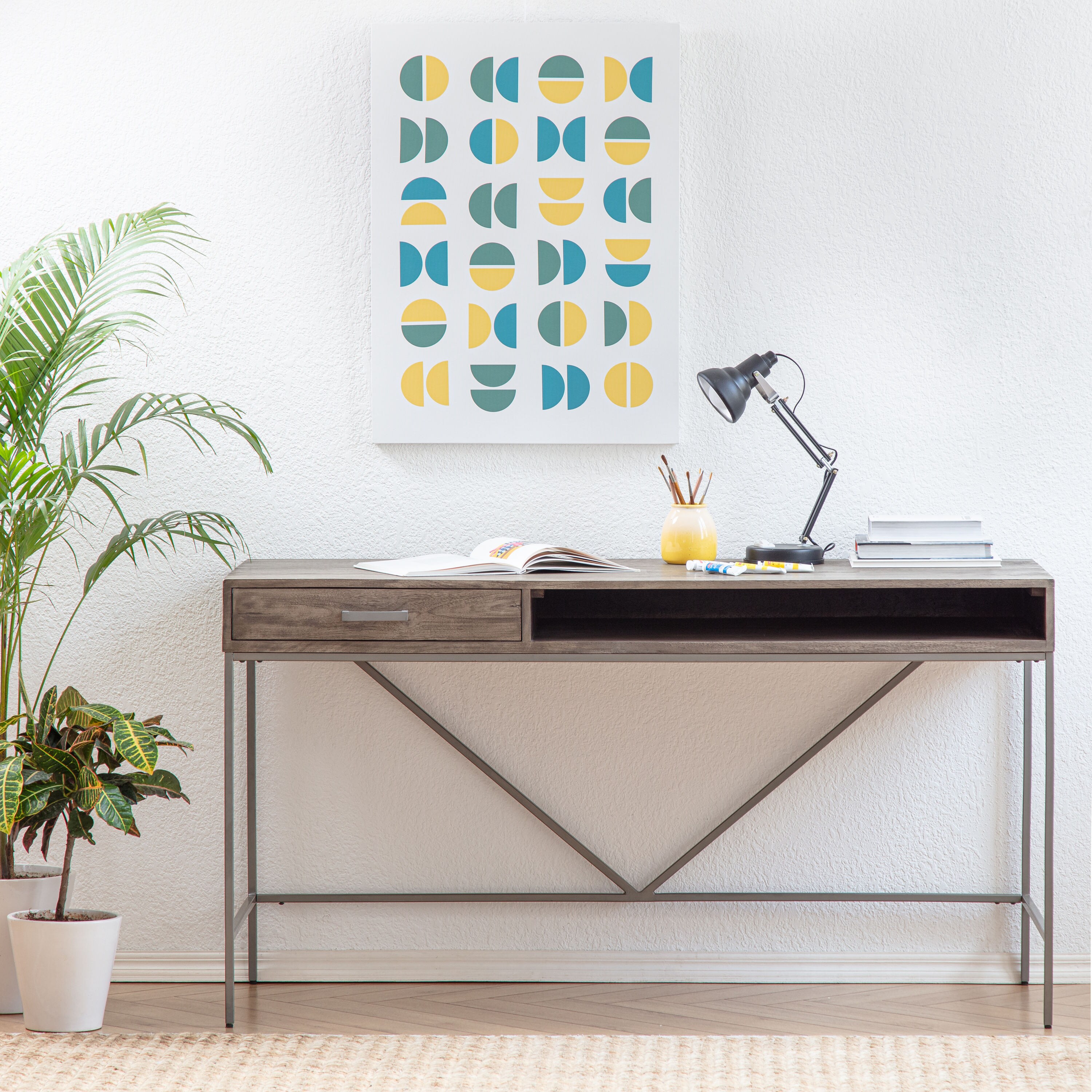 Madeleine Home MH-TB-809GR Console/Study Table Modern Grey Wash Console Table