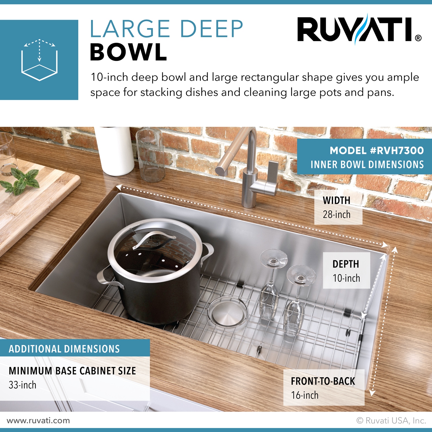 Ruvati 30-inch Stainless Steel Single Bowl Drop-in Kitchen Sink