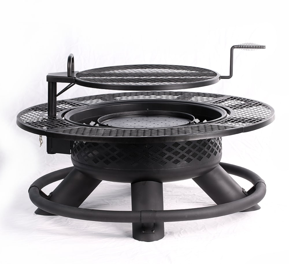 Black Steel Wood Burning Fire Pit, Grill Rack For Fire Pit