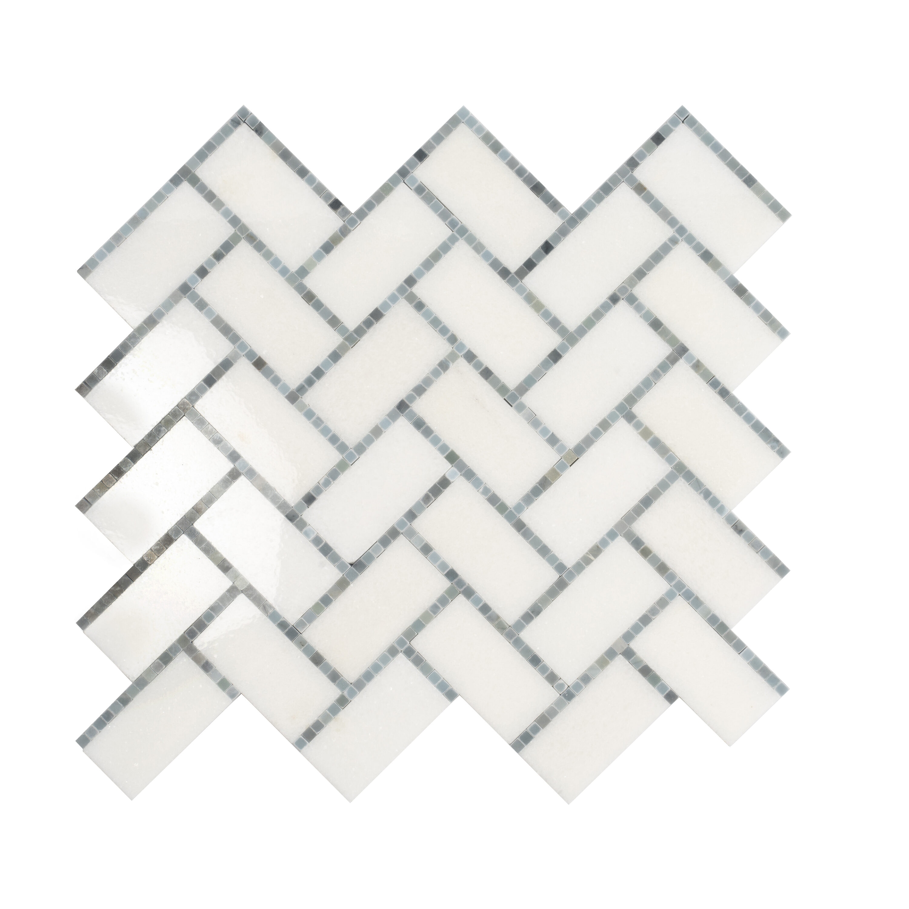 Apollo Tile APLDC88H02A Athens White Gray 10-in x 11-in Polished Natural Stone Patterned Herringbone Mosaic Floor and Wall Tile (3.68-sq. ft/ Carton)