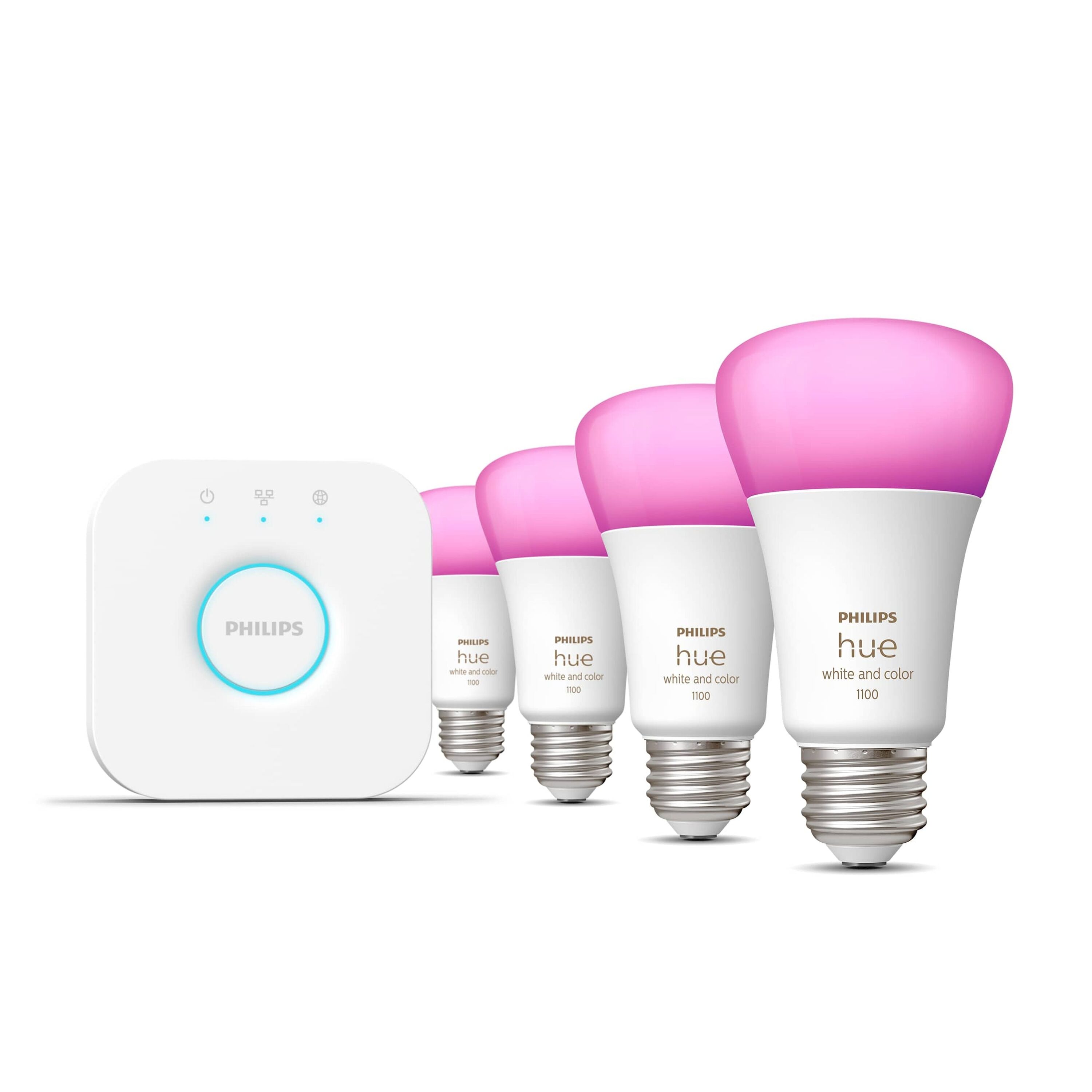 Bundle of Philips Hue Bridge Philips and Hue Lily White and Color Outdoor  Spot Light Base (3 Spot Lights with Power Supply + Mount)