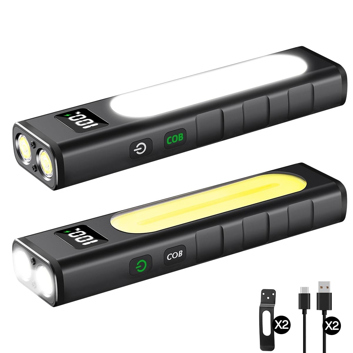 AOIZGMY  Rechargeable Flat EDC Flashlight 1800 Lumens Magnetic Pocket LED 11 Modes 4.9 x 1.2 in 1 Piece Super Bright for Home and Outdoor Use