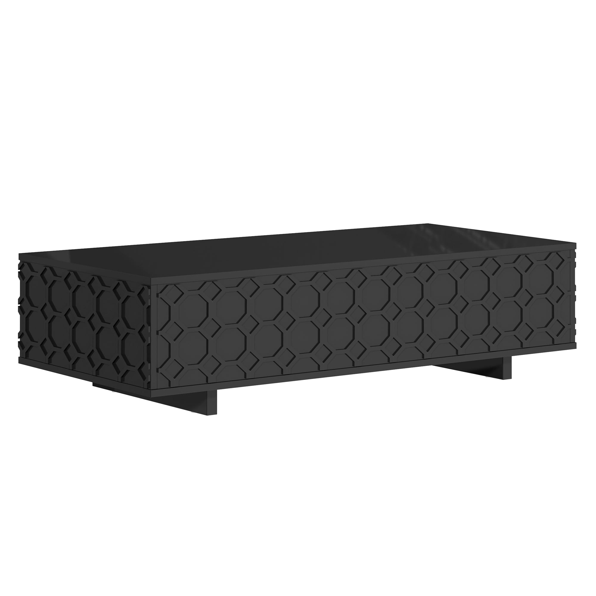 Clihome OTCH-280707-2AK High Gloss Coffee Table High Gloss Black MDF Modern Coffee Table
