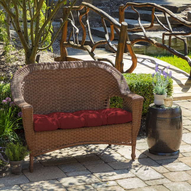 Ruby Red Leala Patio Bench Cushion, Rattan Outdoor Bench With Cushions