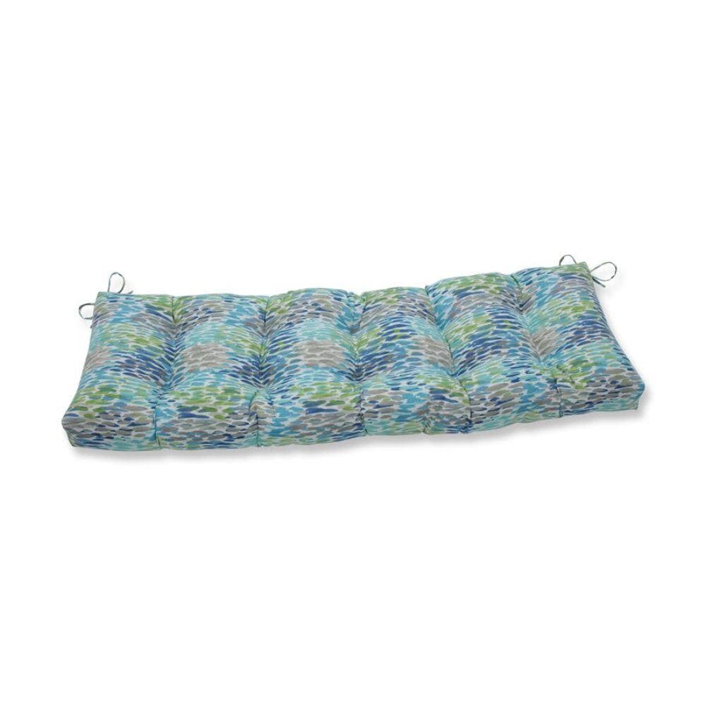 Pillow Perfect 656519 Make It Rain Cerulean 60-in x 18-in Blue Patio Bench Cushion