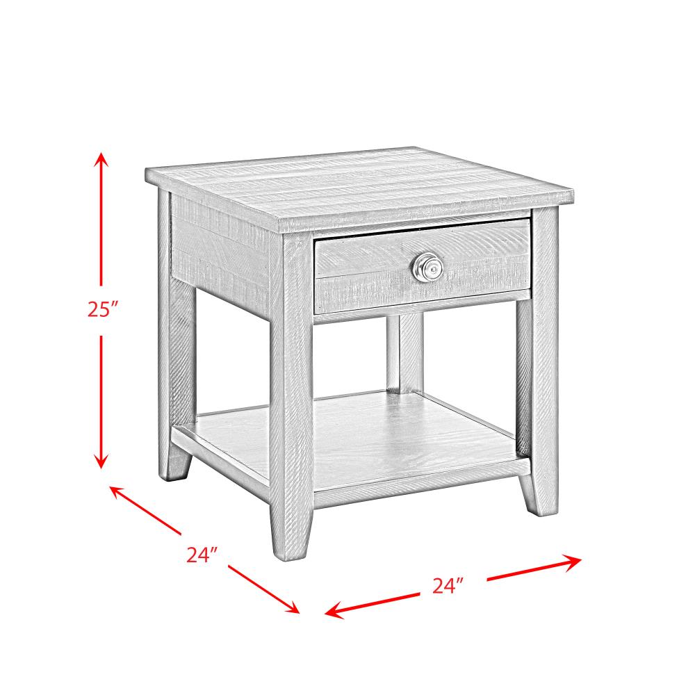 Espresso Brown Square Wood End Table with Drawer