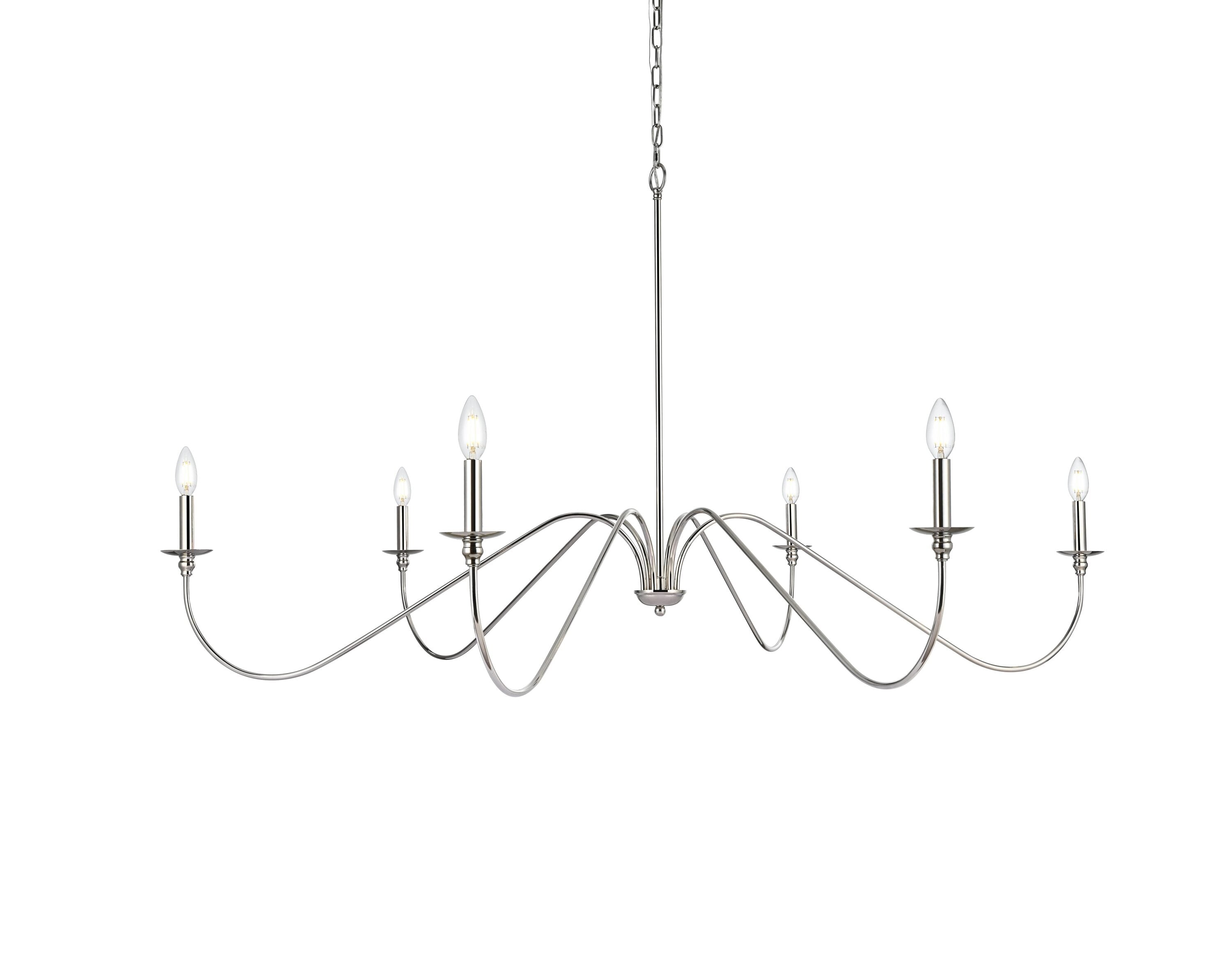 Polished Nickel 60" 6-Light Candle Chandelier
