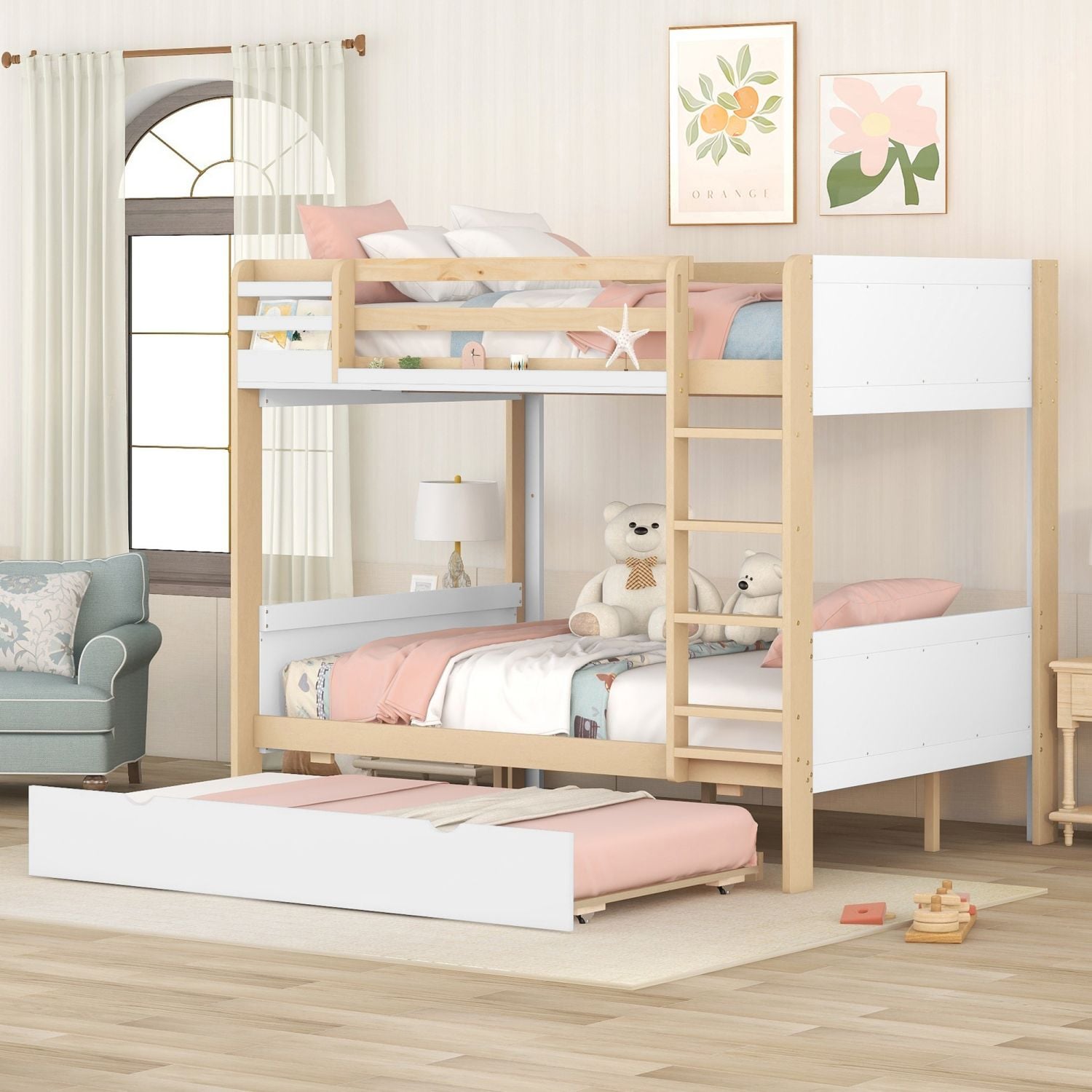 JASMODER GX000421AAK White Full Composite Platform Bed with Storage