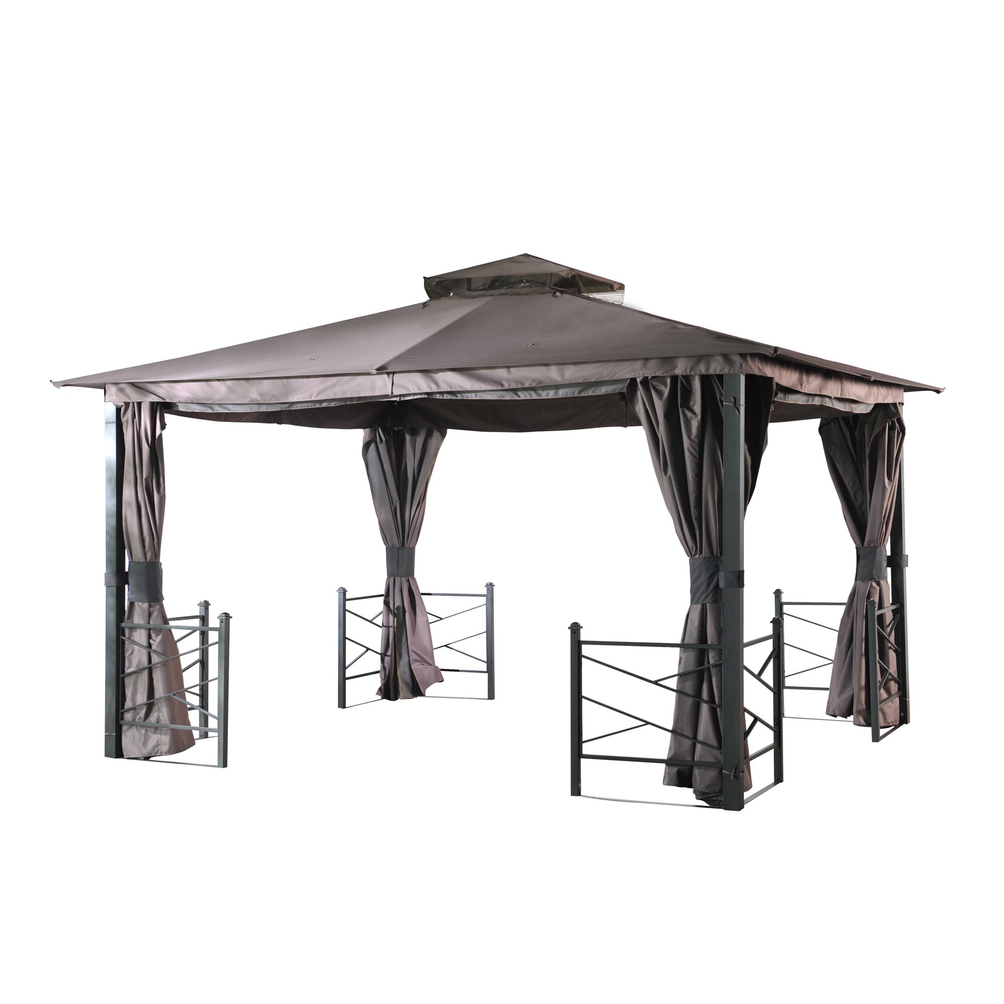 Sunjoy 110101044 10-ft x 12-ft Sunward Black Metal Rectangle Screened Gazebo