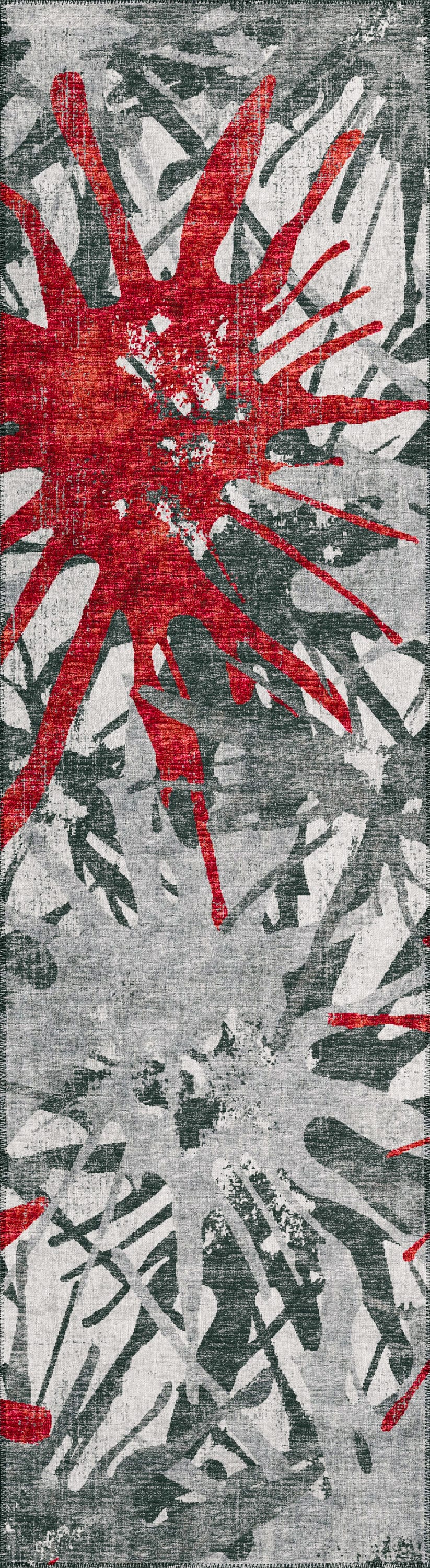 Addison Rugs ABV36RE2X8 Bravado 2 x 8 (ft) Chenille Red Rectangular Indoor/Outdoor Abstract Southwestern Machine washable Runner rug