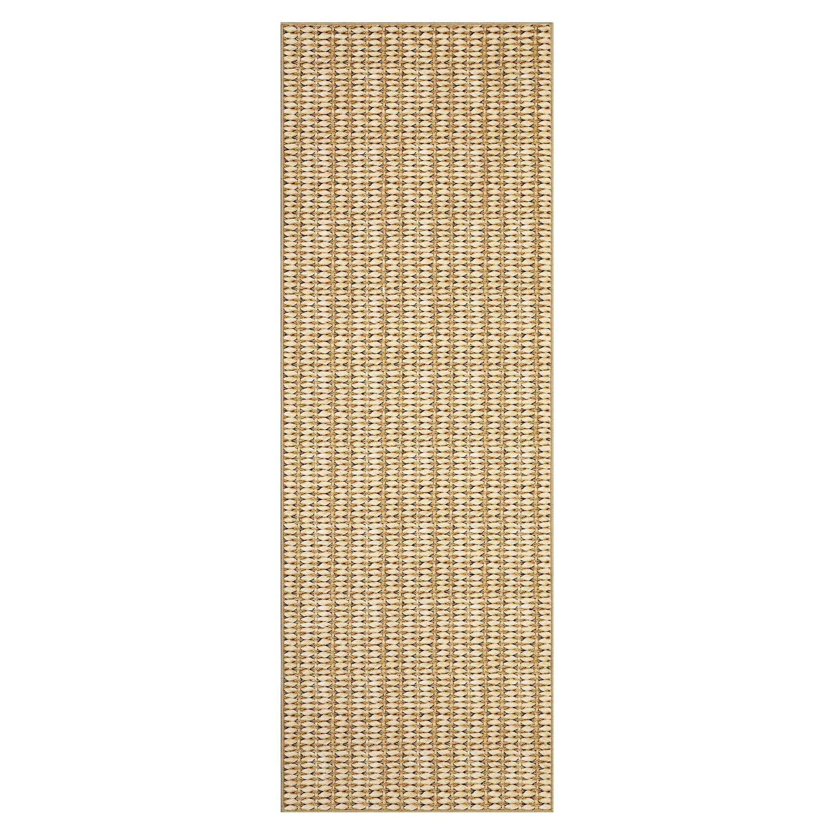 Qeetex LSN-PHO-344NVQDT 2 x 6 ft Polyester Pearl Velvet Camel Rectangular Hallway Bathroom Entryway Kitchen Office Foldable Texture Printed Modern Washable Area Rug