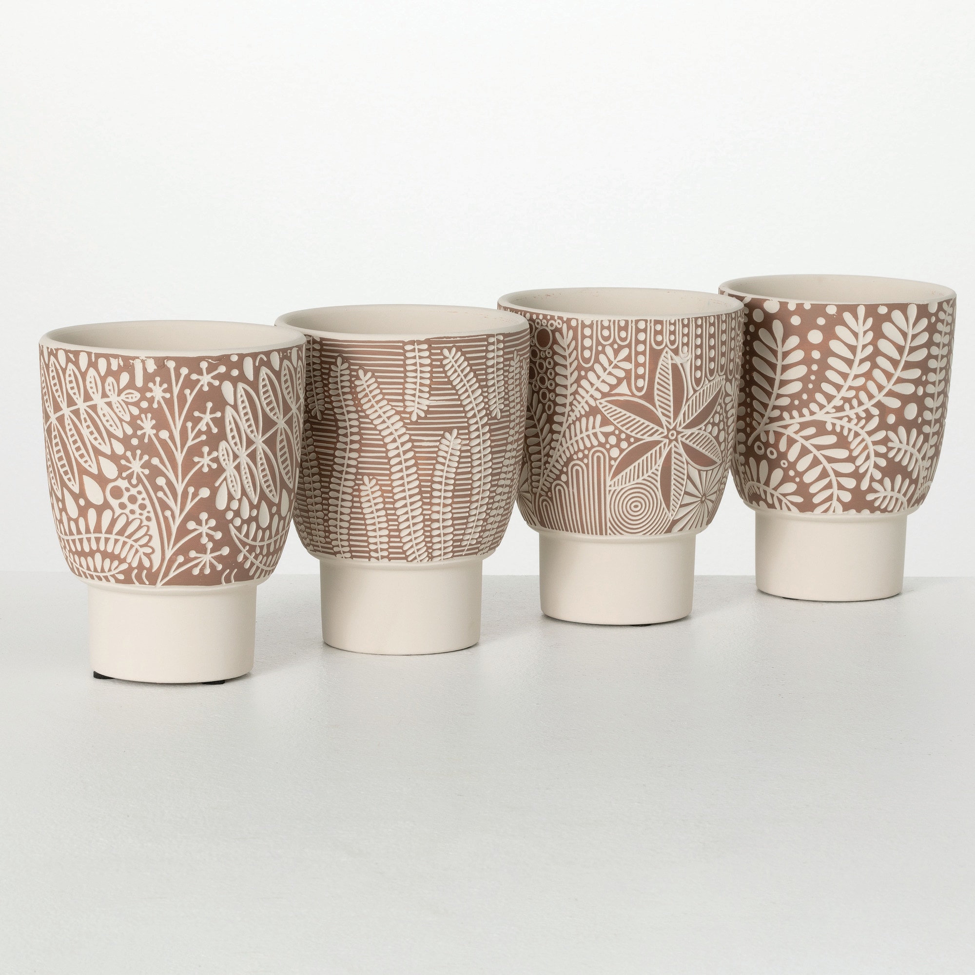 Sullivans CMT1304 4 -Pack Brown Clay Modern Vase