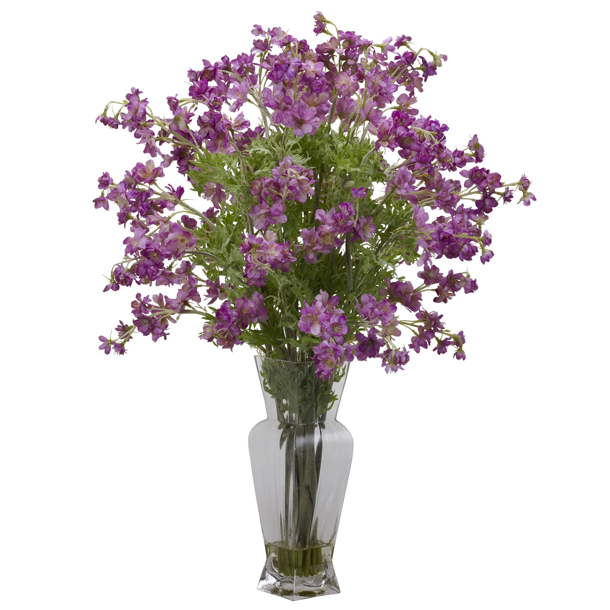 17 Artificial Lilac Flowers - (Set of 6) Primrue Flowers/Leaves Color: Purple