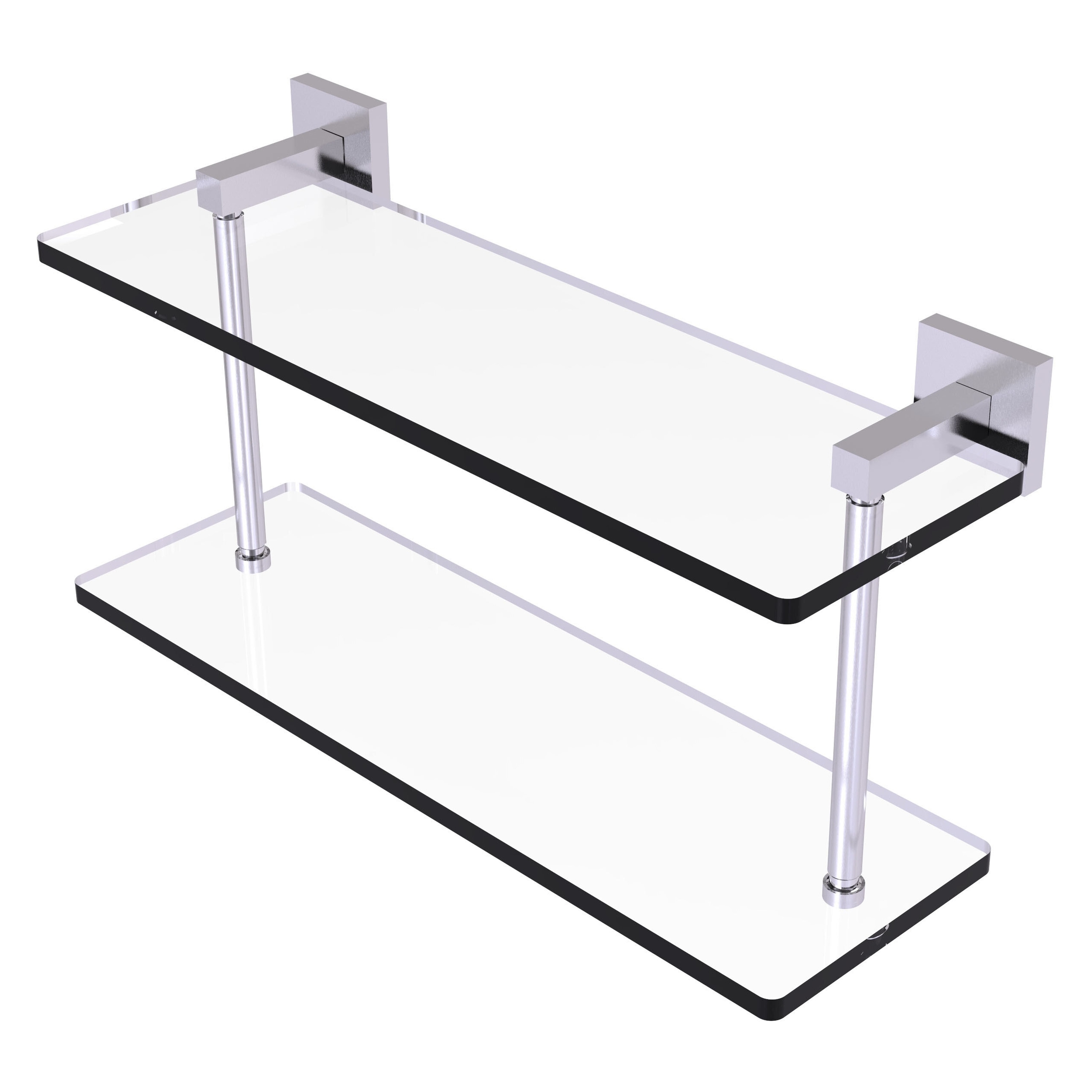 Allied Brass MT-2-16-SCH Montero Satin Chrome 2 -Tier Wall mount Bathroom Shelf ( 16-in x 8.3-in x 5-in )