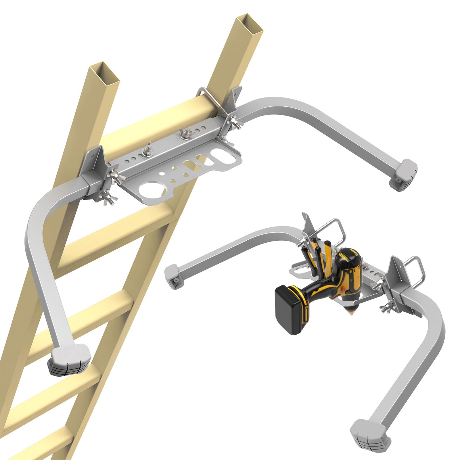 Linder Group Inc - Ladder Stabilizer Heavy Duty Aluminum Extension Accessory with Tool Tray Non S...