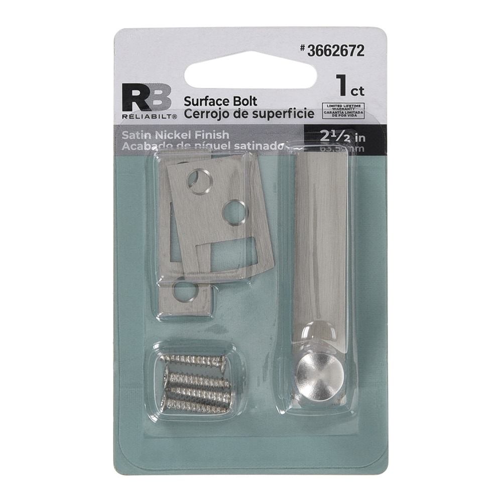 RELIABILT 2-1/2-in Satin Nickel Steel Surface Bolts in the Door Bolts  department at