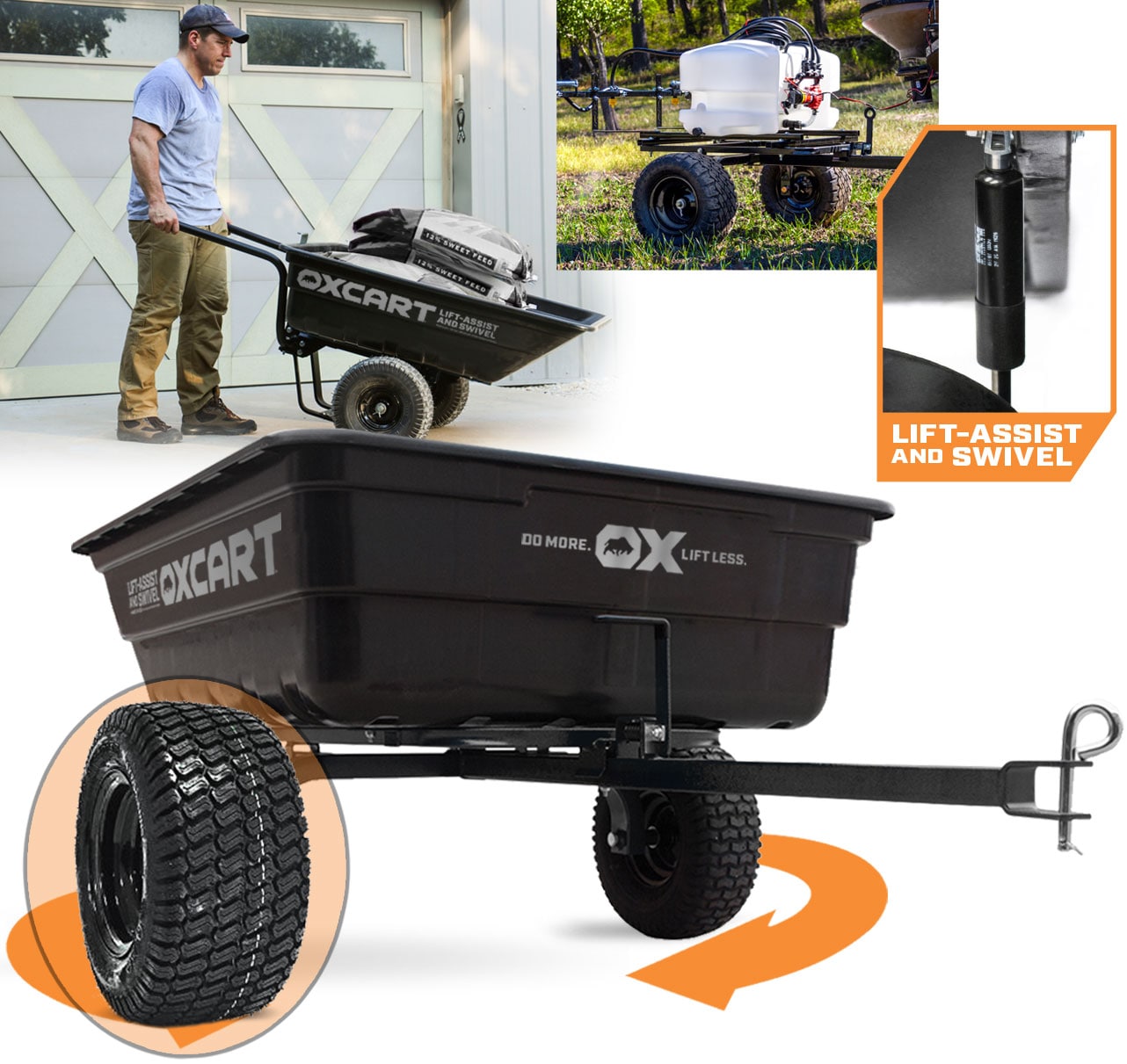 OxCart 15-cu ft Poly Dump Cart, Convertible to Push, 1400 lbs. Load Capacity, Exclusive Hydraulic Lift-Assist GTMXP3L216U Sansujyuku sansujyuku.com