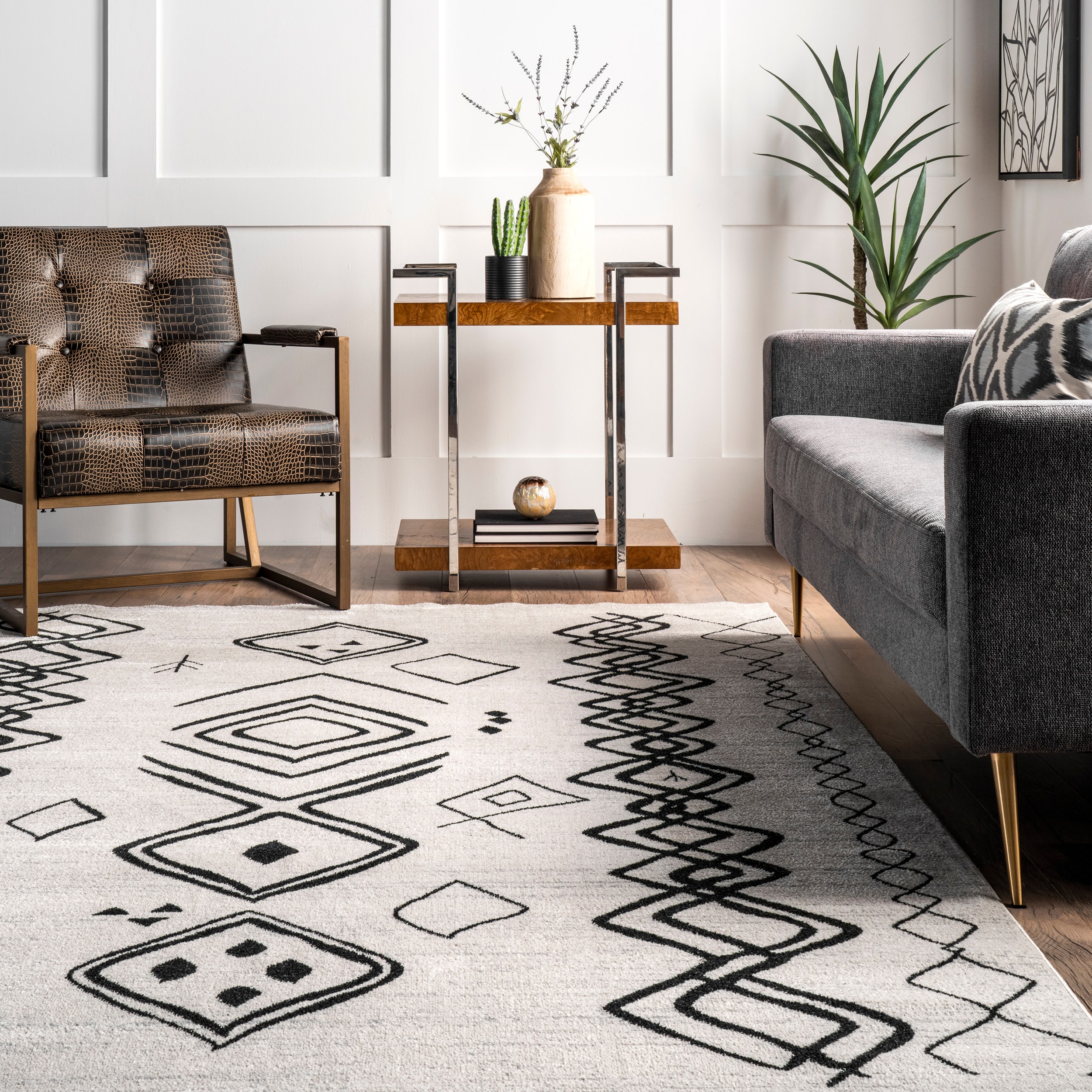 nuLOOM Motion x 10 Grey Indoor Geometric Machine Washable Area Rug in the  Rugs department at