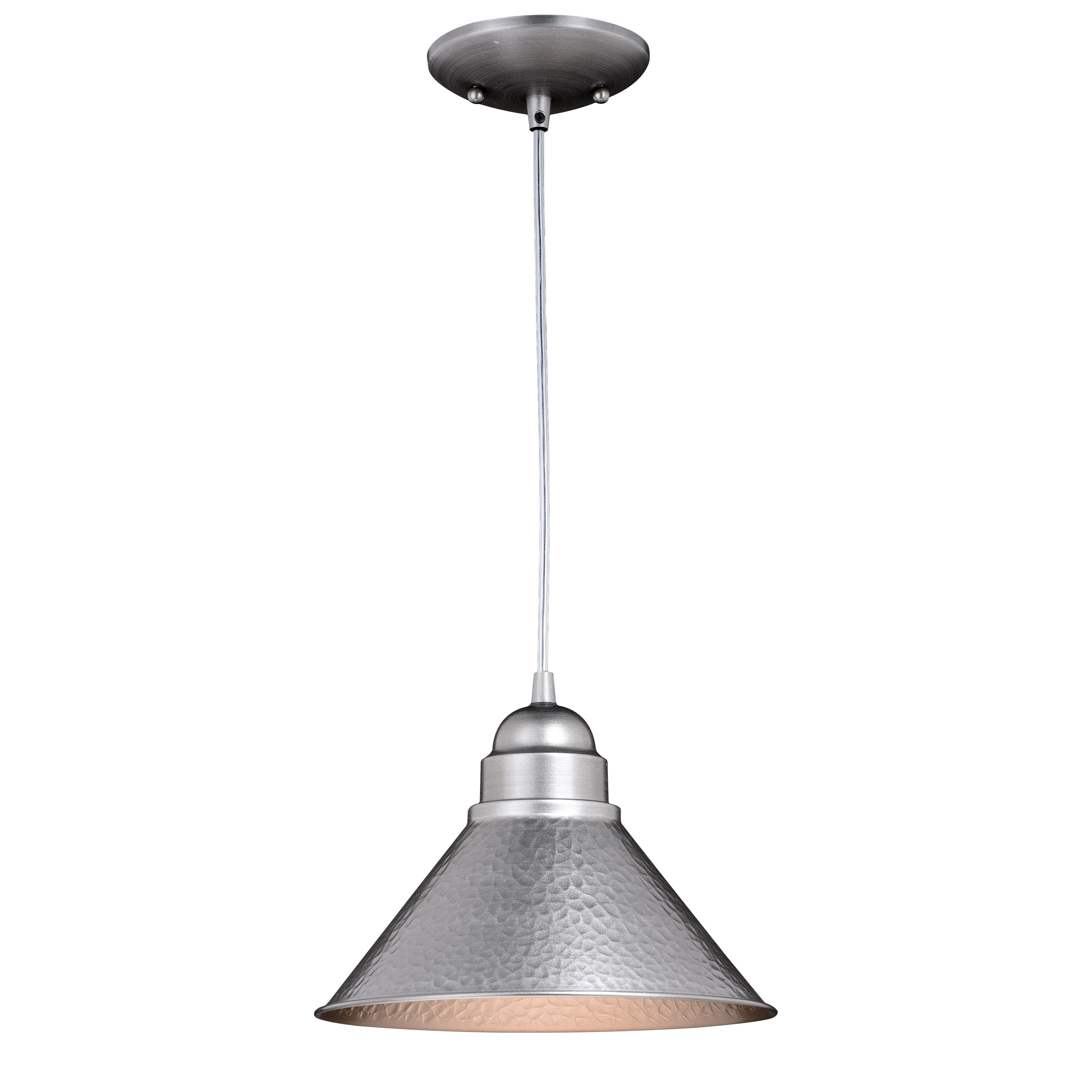 Cascadia T0493 Outland 1 -Light Brushed Pewter Farmhouse Dome Medium Outdoor Hanging Pendant light