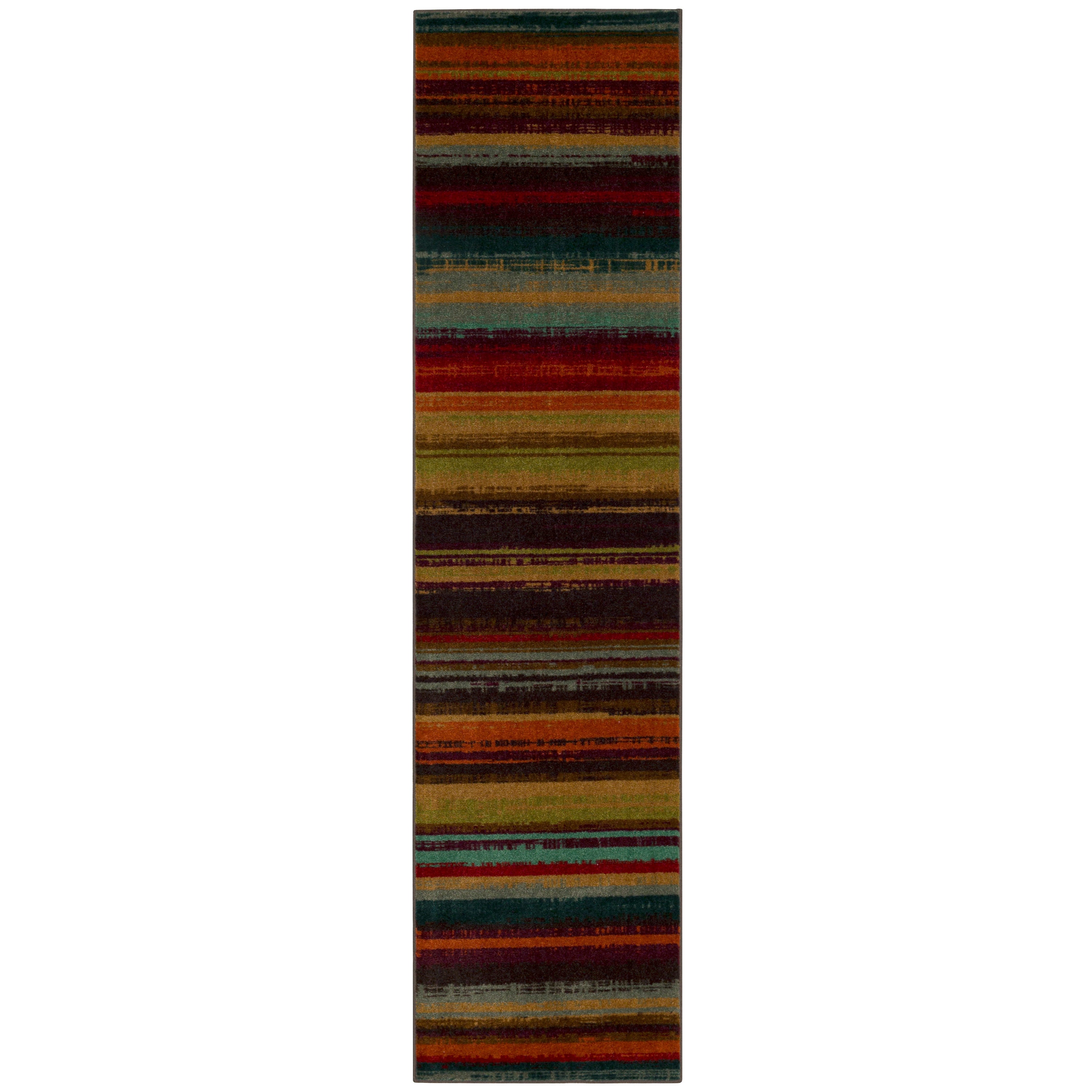 Boho Stripe Multicolor Synthetic 2' x 8' Washable Runner Rug