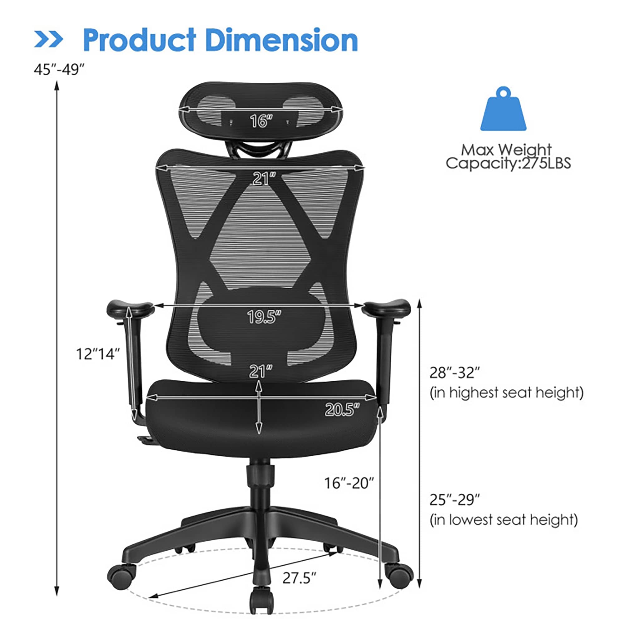 Sumyeg WF-HW66185WH-LA Office-Chairs - View #6