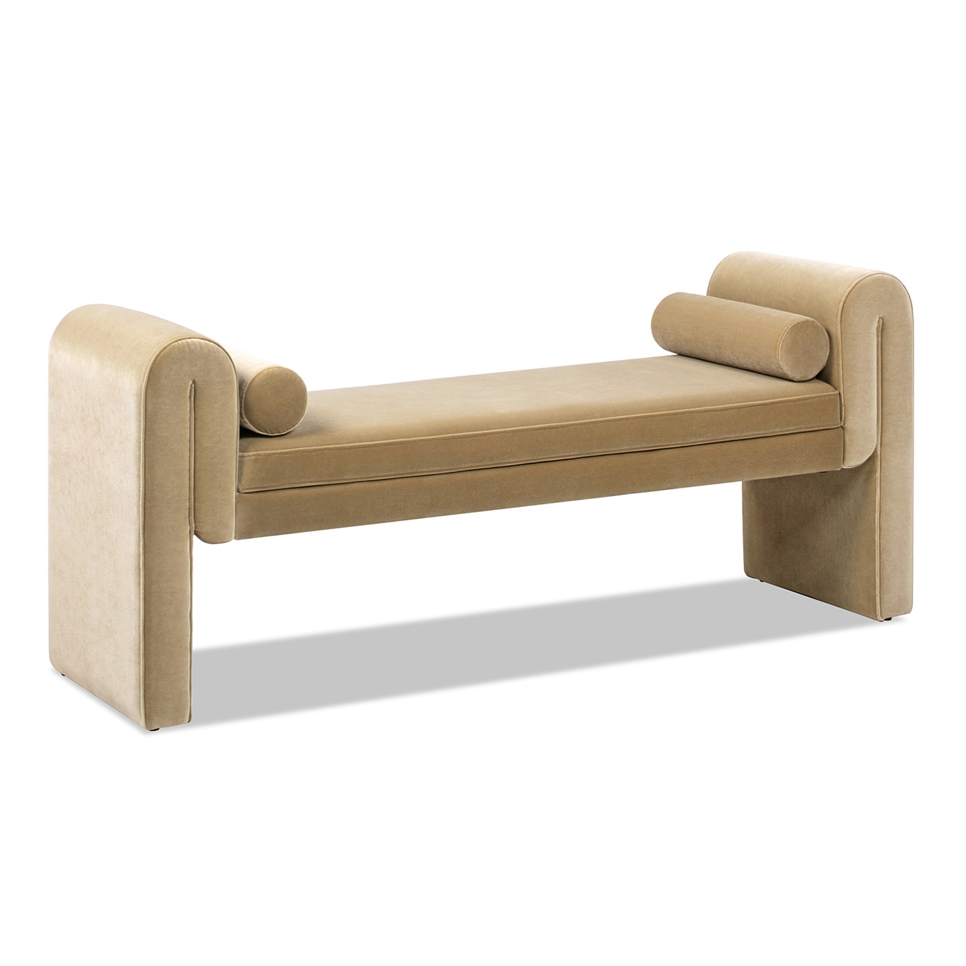 Jennifer Taylor Home LMVN-85850 Mason Midcentury Camel Brown Beige Performance Velvet Accent Bench 60.5-Inches x 18-Inches x 25-Inches