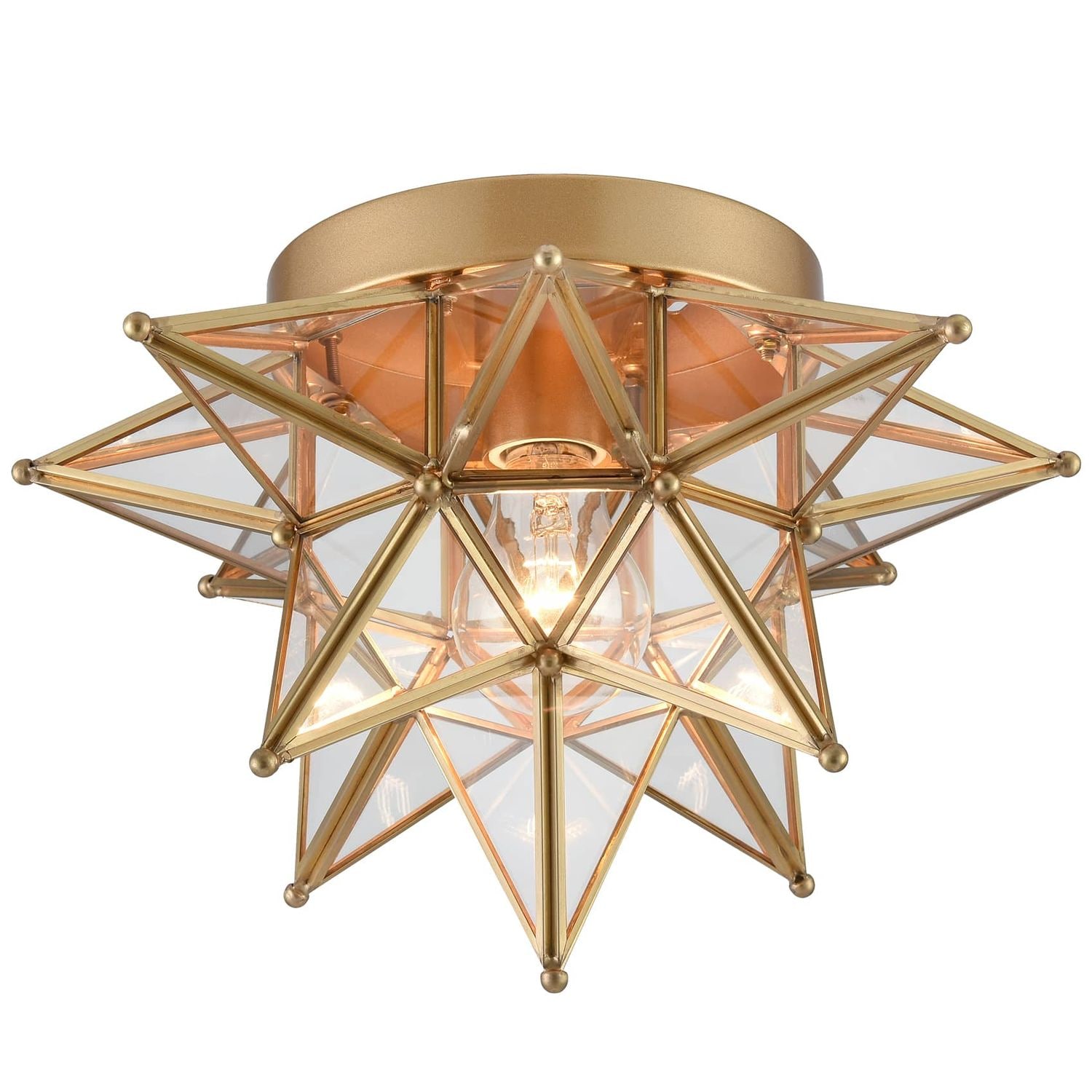 Claxy DZ-TB7060CU-13J-T 12.7-Inches Brass Geometric Metal Ceiling Light Mount