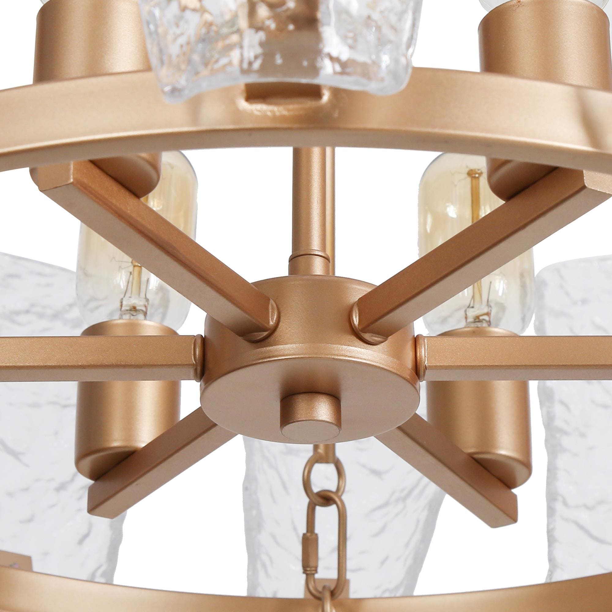 Lnc Azfenro Wagon Wheel 6 Light Matte Gold Moderncontemporary Led