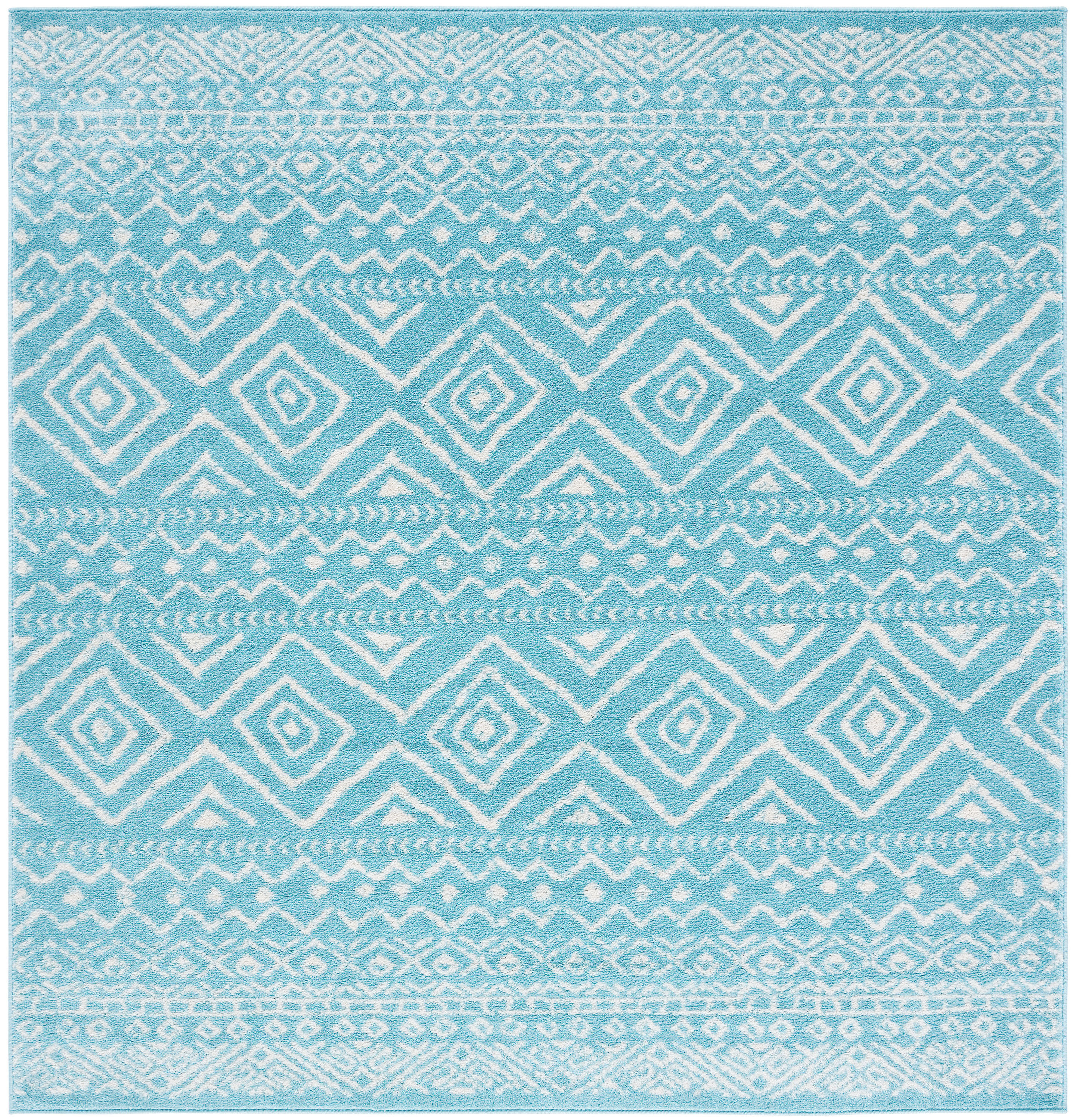 Safavieh TUL267K-7SQ Tulum Logan 7 x 7 (ft) Loomed Polypropylene Turquoise/Ivory Square Indoor Geometric Global Area rug