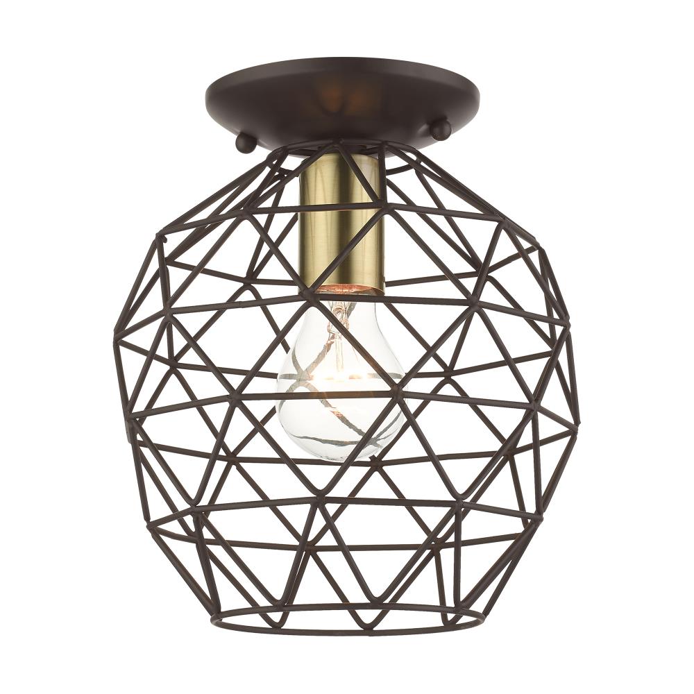 Geometrix Bronze Hand-Welded Glass LED Flush Mount