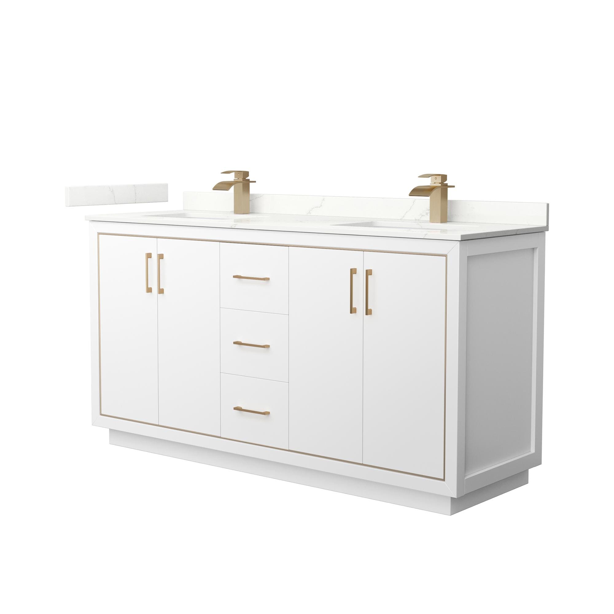 Wyndham Collection WCF111166DWZGTUNSMXX Icon 66-in White Undermount Double Sink Bathroom Vanity with Giotto Quartz Top