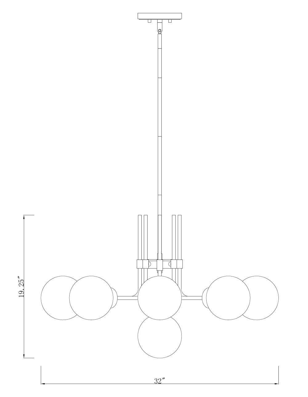 Parsons 32" Matte Black and Brass 9-Light Chandelier