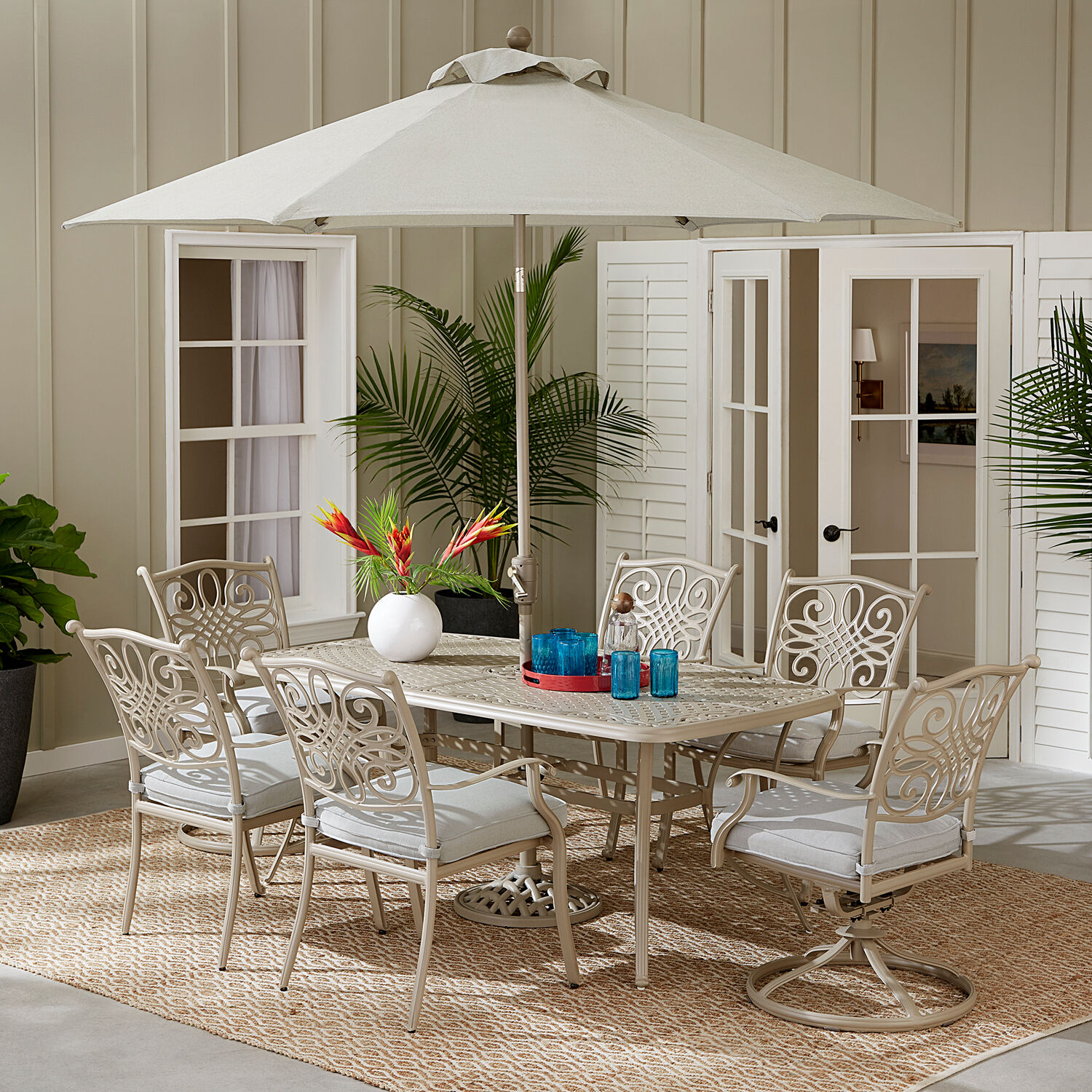 Hanover TRADDNS7PCSW2-BE-SU Patio-Dining-Sets - View #4