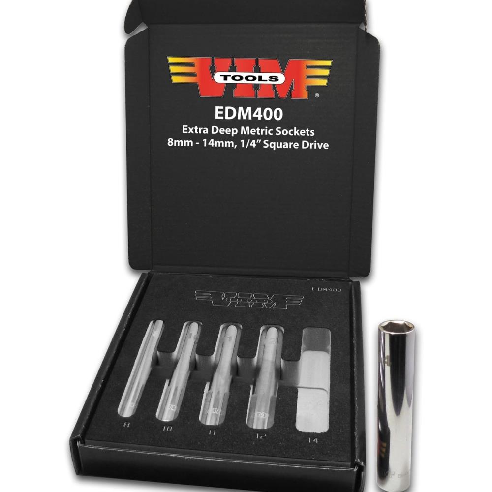 VIM Tools MDCO51375  VIM-EDM411 0.25 in. 11 mm Square Drive Extra Deep Metric Sockets