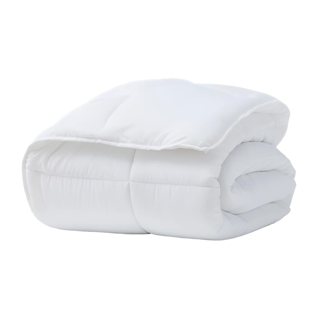 Slickblue White Polyester Fiber Bed Comforter with Baffle Box Stitching For All Season Use and Corner Tab Design Full/King