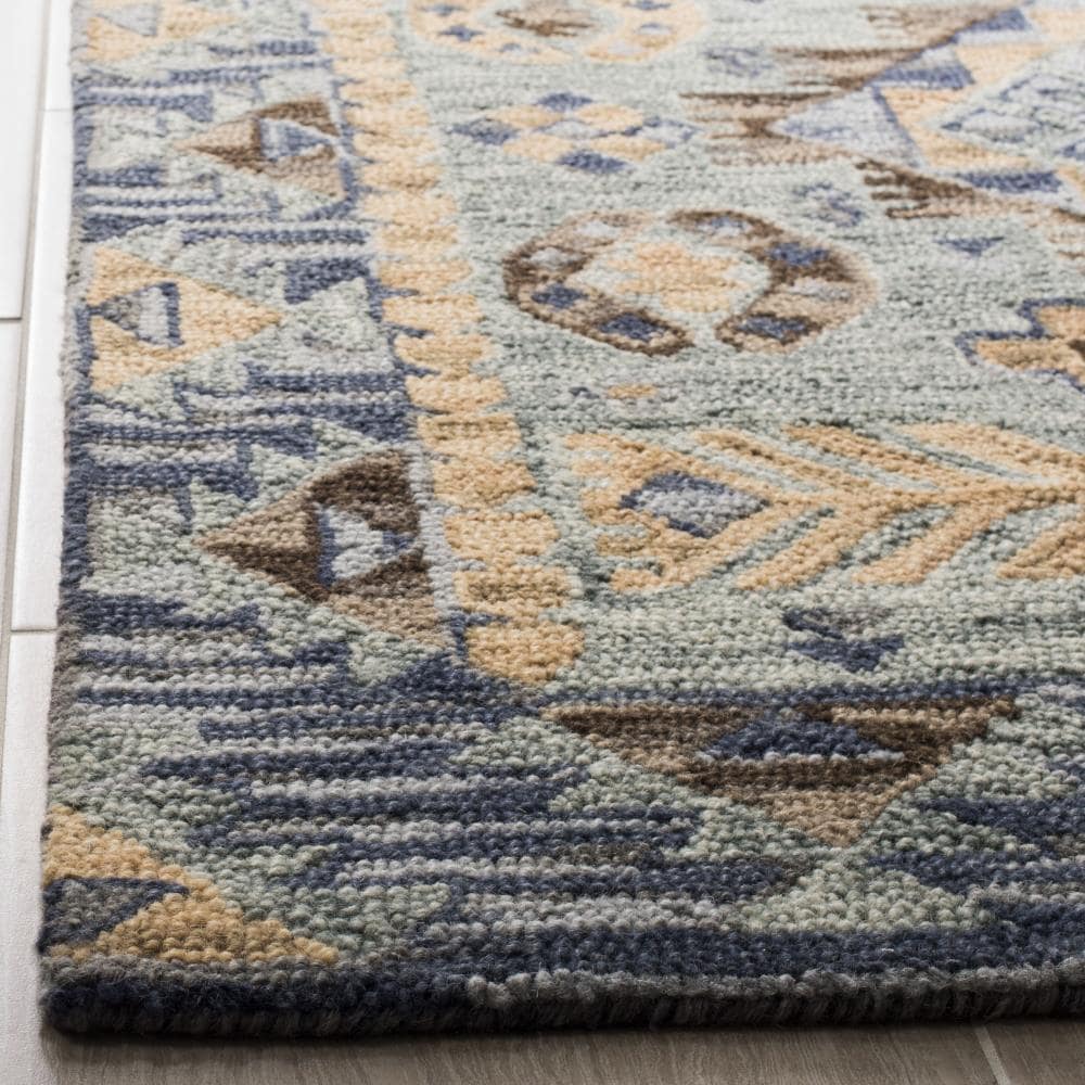 Handmade Blue Wool Tufted Reversible 6' x 9' Area Rug